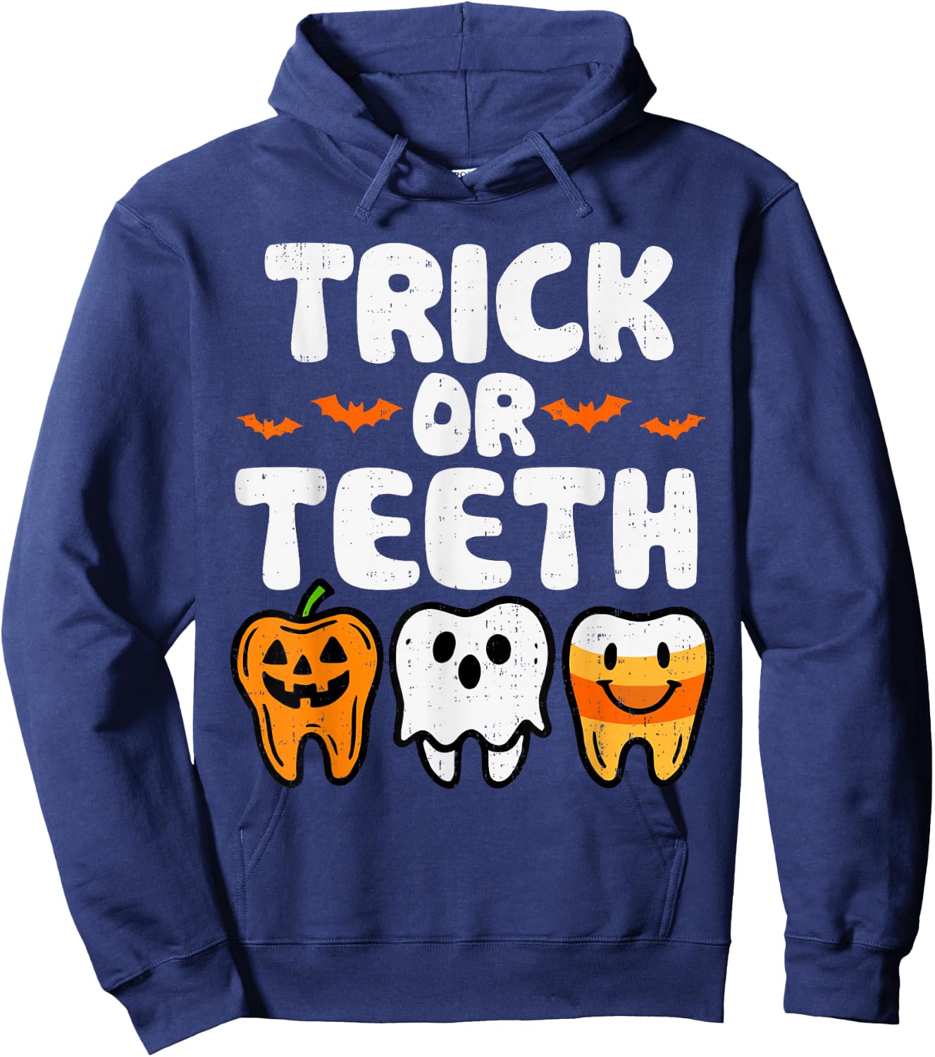 Trick Or Teeth Halloween Funny Dental Dentist Men Women Kids Hoodie - Hoodie | Navy