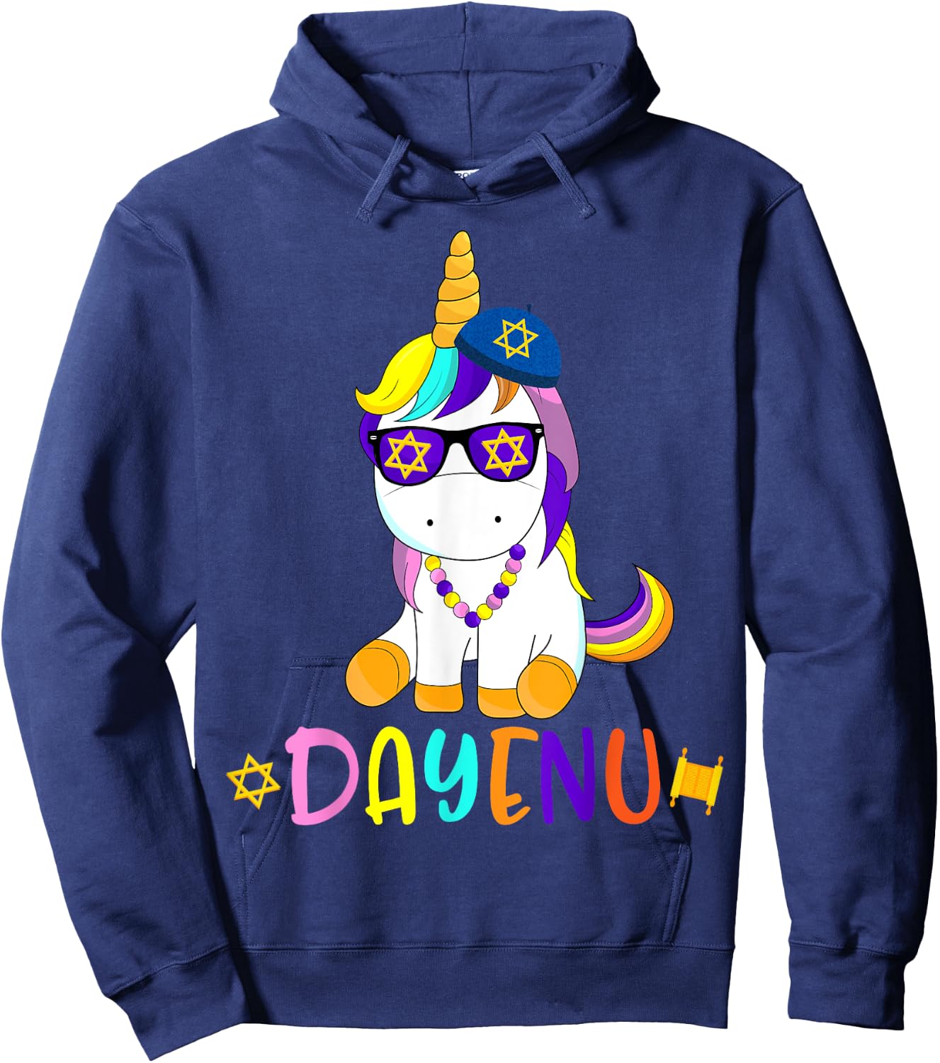Passover Unicorn Shirt Jewish Matzo Jewnicorn Dayenu Pesach Hoodie - Hoodie | Navy