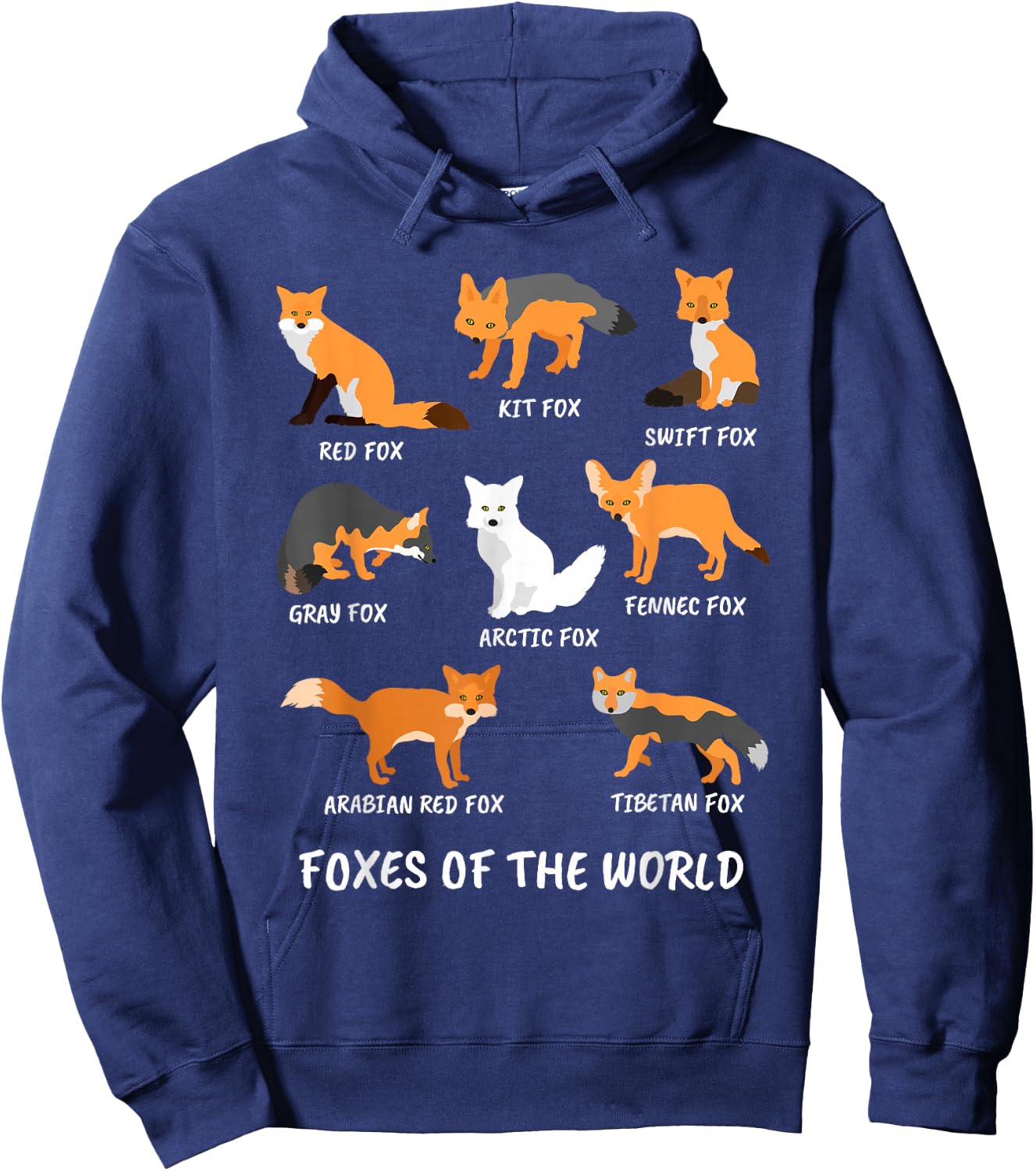 Foxes of the World Fox Lover Hoodie - Hoodie | Navy