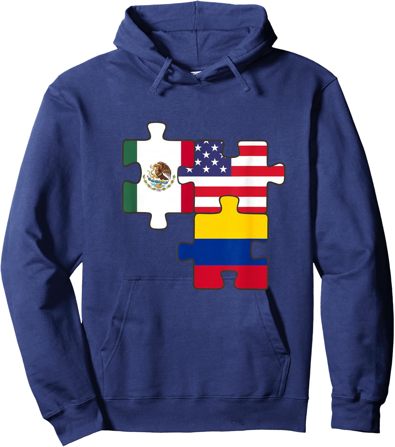 Mexican and Colombian roots plus USA flag Hoodie - Hoodie | Navy