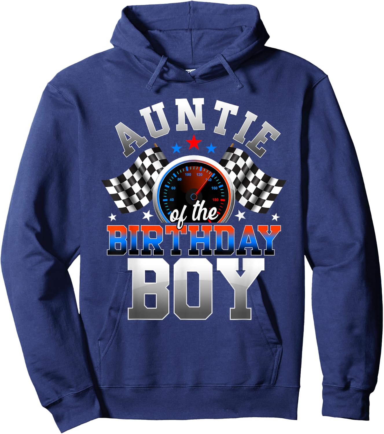 Race Car Party Auntie of The Birthday Boy Racing Family Hoodie - Hoodie | Navy