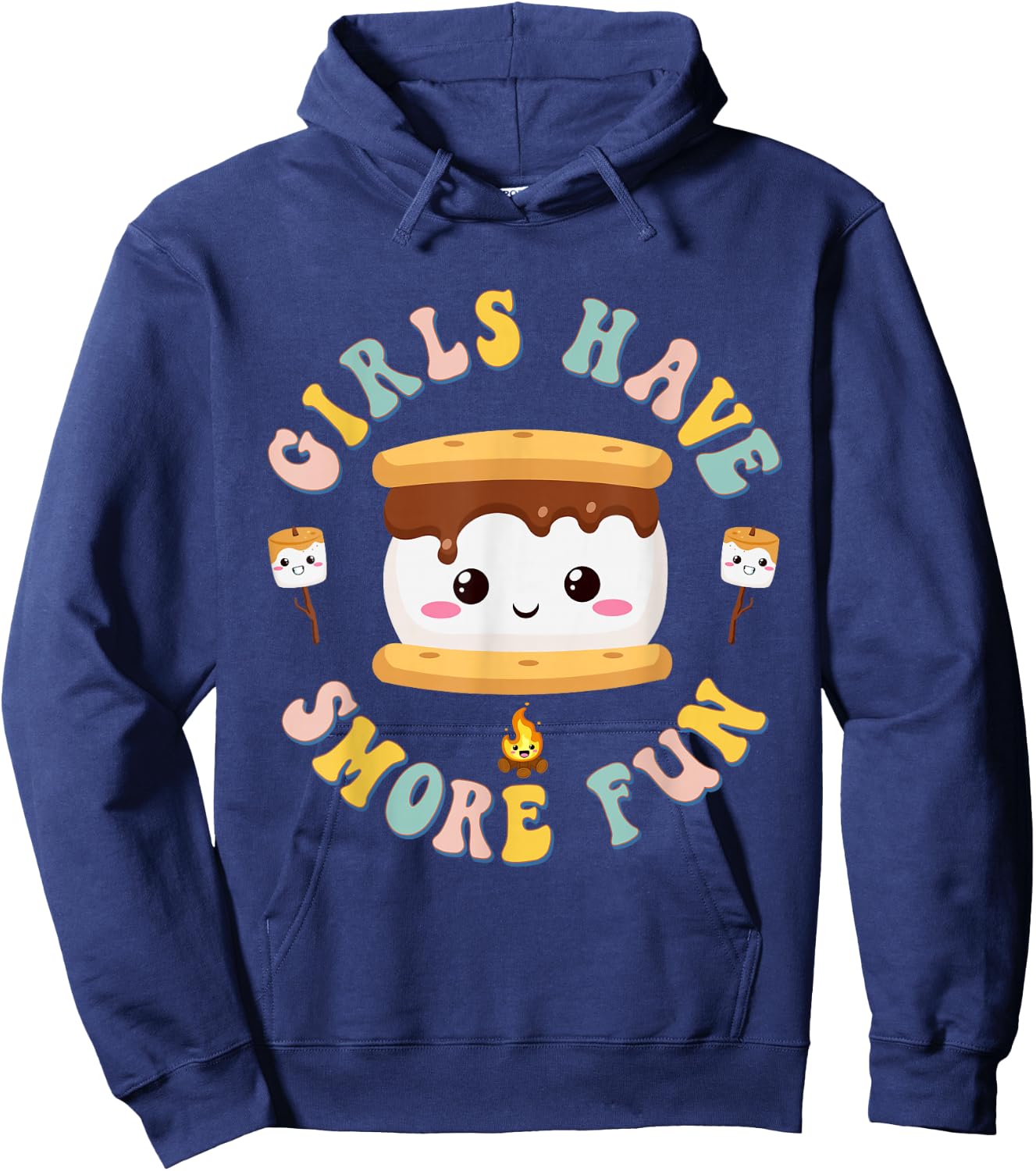 Women Camping Kawaii Smores Girls Have S'More Kids Camping Hoodie - Hoodie | Navy