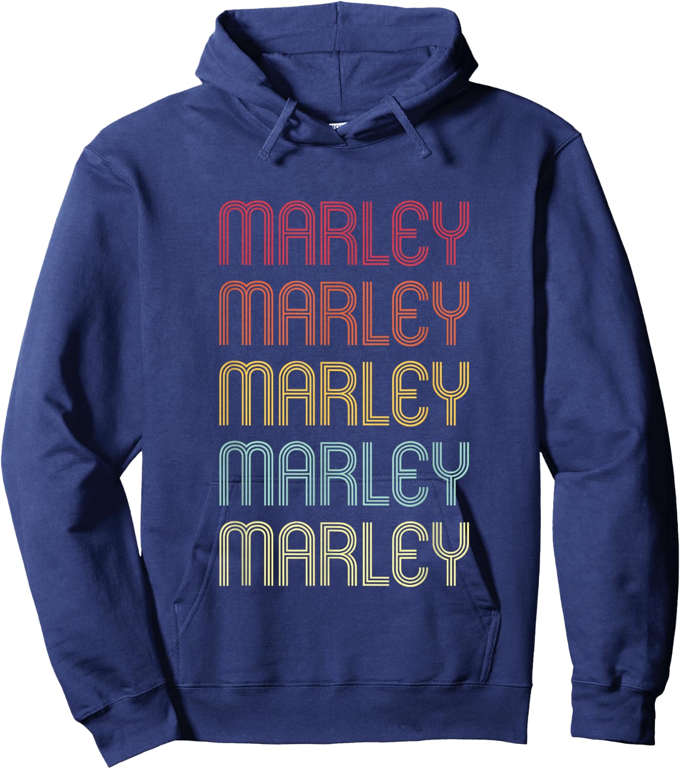 Marley Retro Wordmark Pattern Vintage Personalized 70s Hoodie - Hoodie | Navy