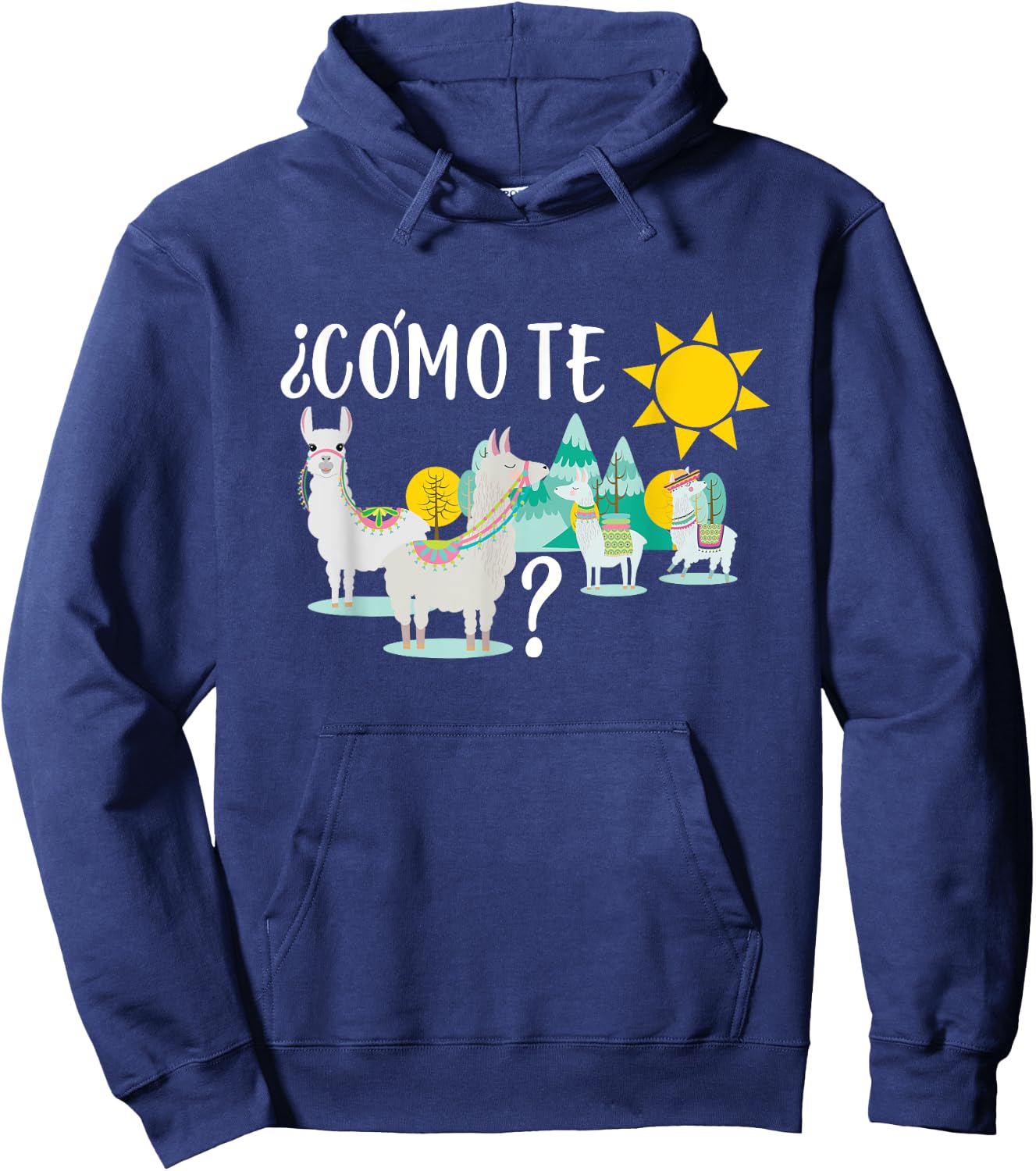 Women Llama Shirt Como Te LLamas Funny Spanish Teacher Gift Hoodie - Hoodie | Navy