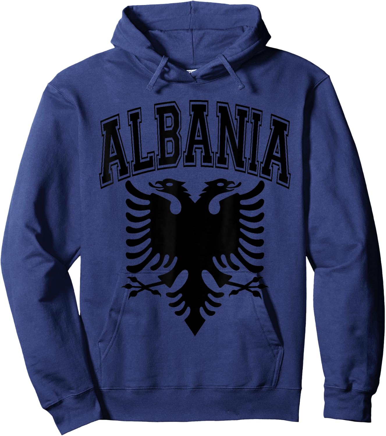 Albania Flag Eagle and Text Red with Black Print Hoodie - Hoodie | Navy