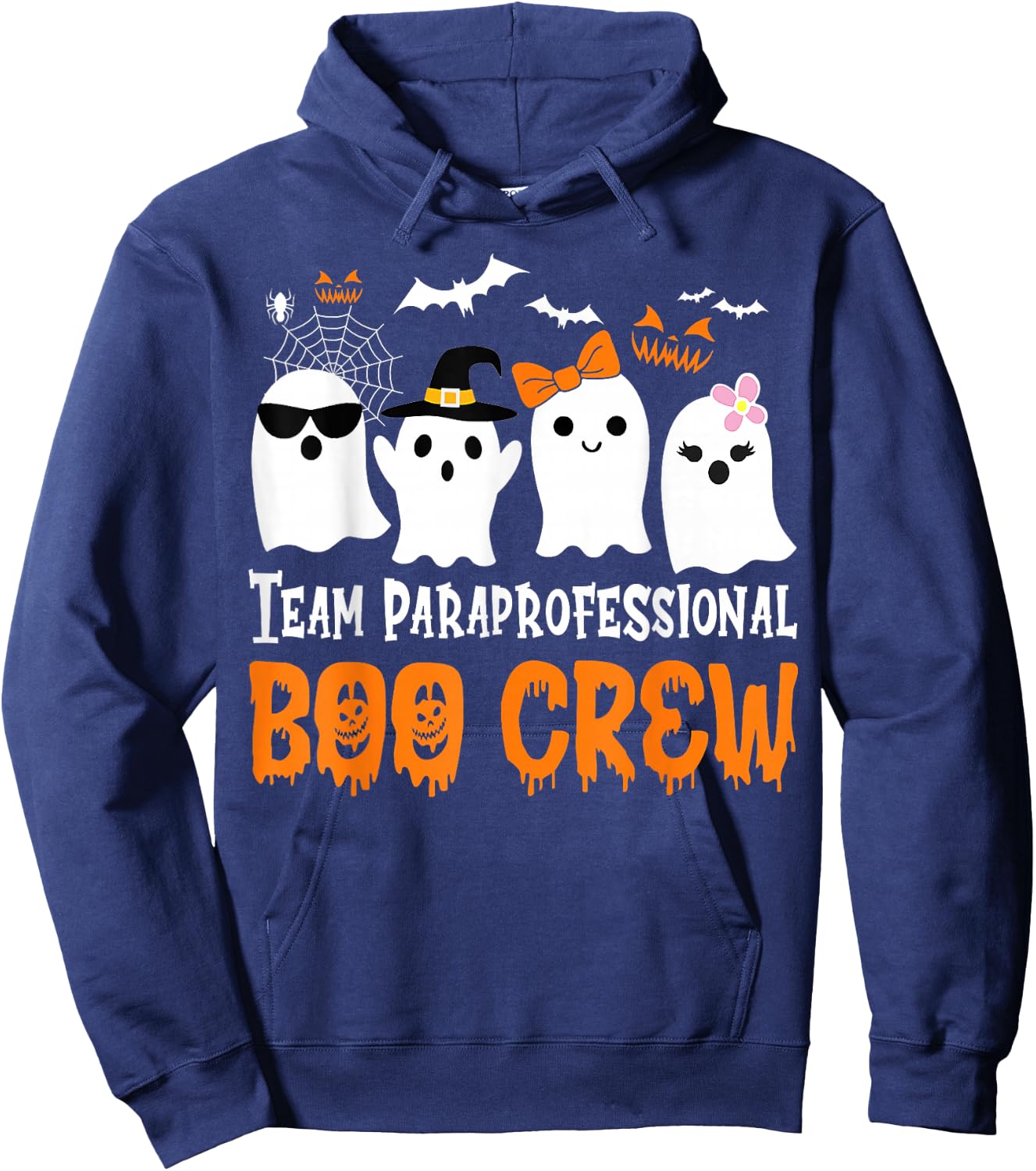 Team Paraprofessional Boo Crew Pumpkin Scary Halloween Hoodie - Hoodie | Navy