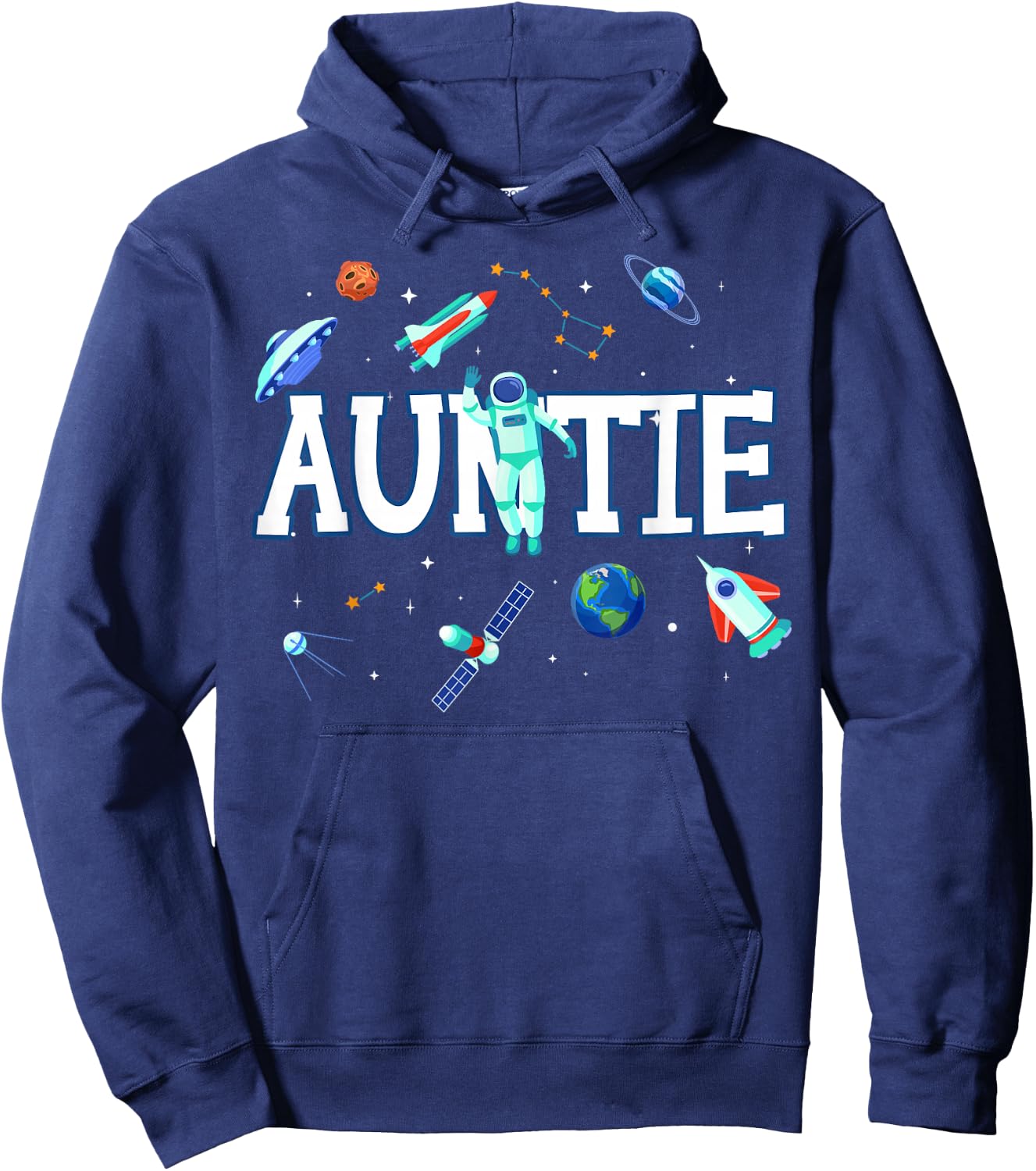 Auntie Astronaut Space Family Matching Birthday Party Hoodie - Hoodie | Navy