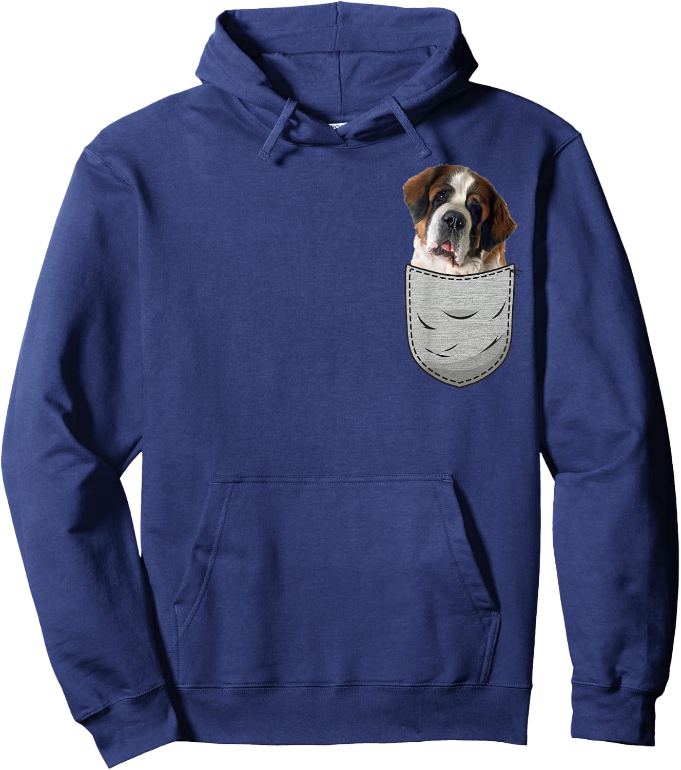 Cute Saint Bernard in the chest pocket Women Girls Kids Hoodie - Hoodie | Navy