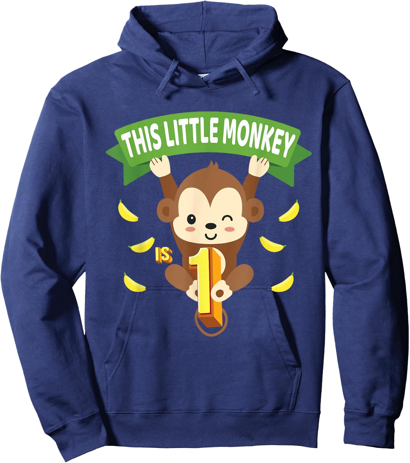 This Little Monkey Is 1 Years Old Kid 1st Birthday Monkeys Hoodie - Hoodie | Navy