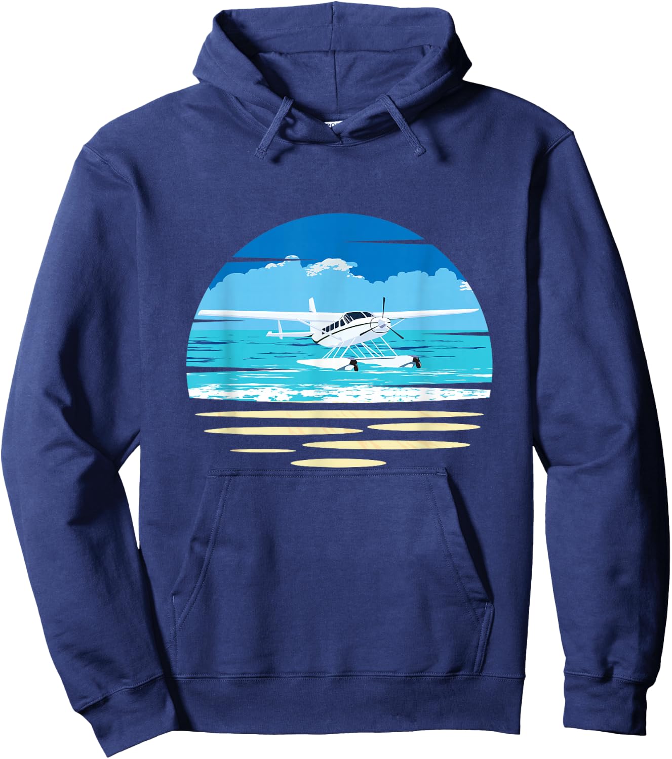 Seaplane Aeroplane Near Beach Sea Plane Gift Hydroplane Pilot Hoodie - Hoodie | Navy