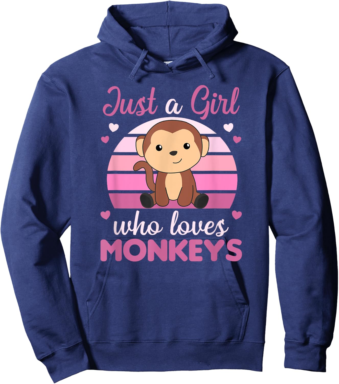 Just A Girl who loves Monkeys - Sweet Monkey Hoodie - Hoodie | Navy