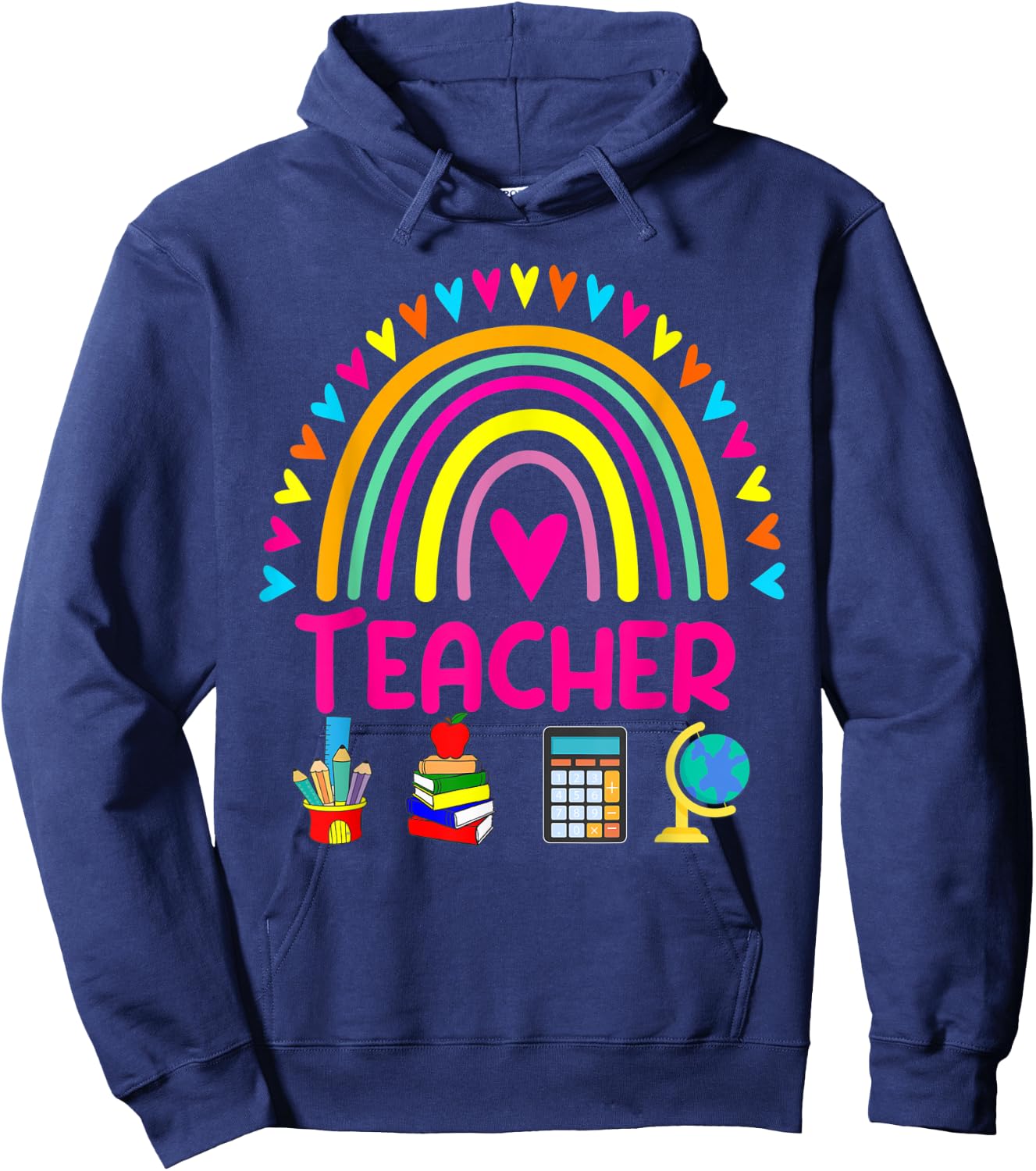 Future Kids Career Teacher Rainbow Boy Girl Graduations Hoodie - Hoodie | Navy