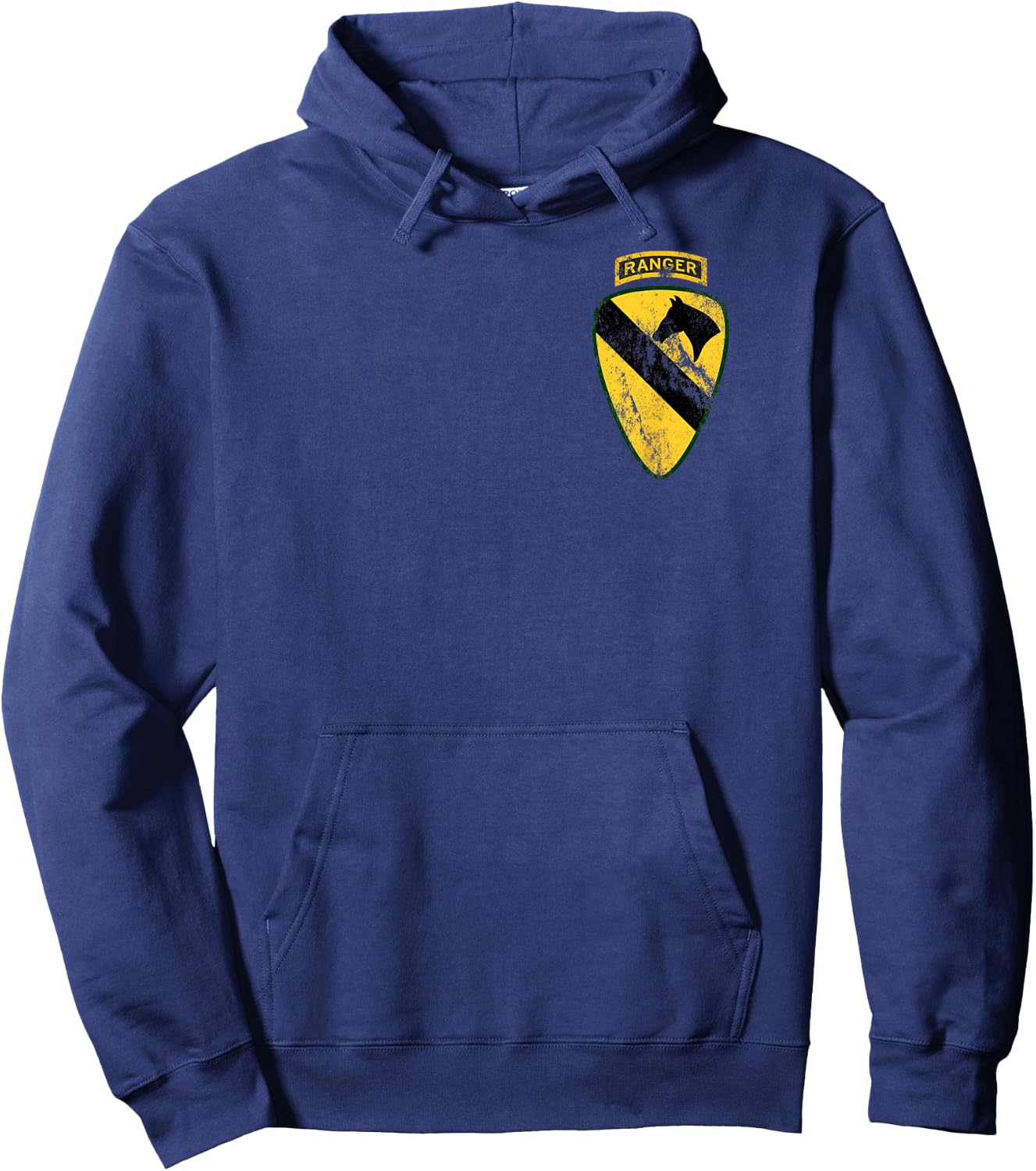 1st Calvary (CAV) Division Patch Ranger Tab Distressed worn Hoodie - Hoodie | Navy
