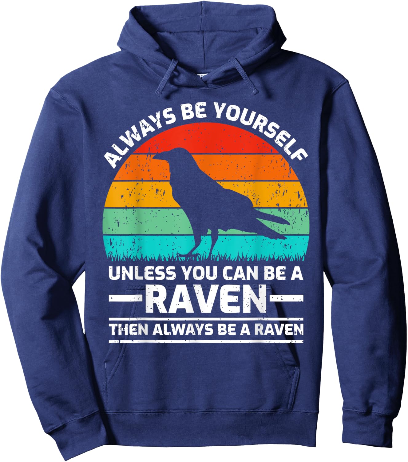 Vintage Raven Bird Lover Retro Cute Raven Hoodie - Hoodie | Navy