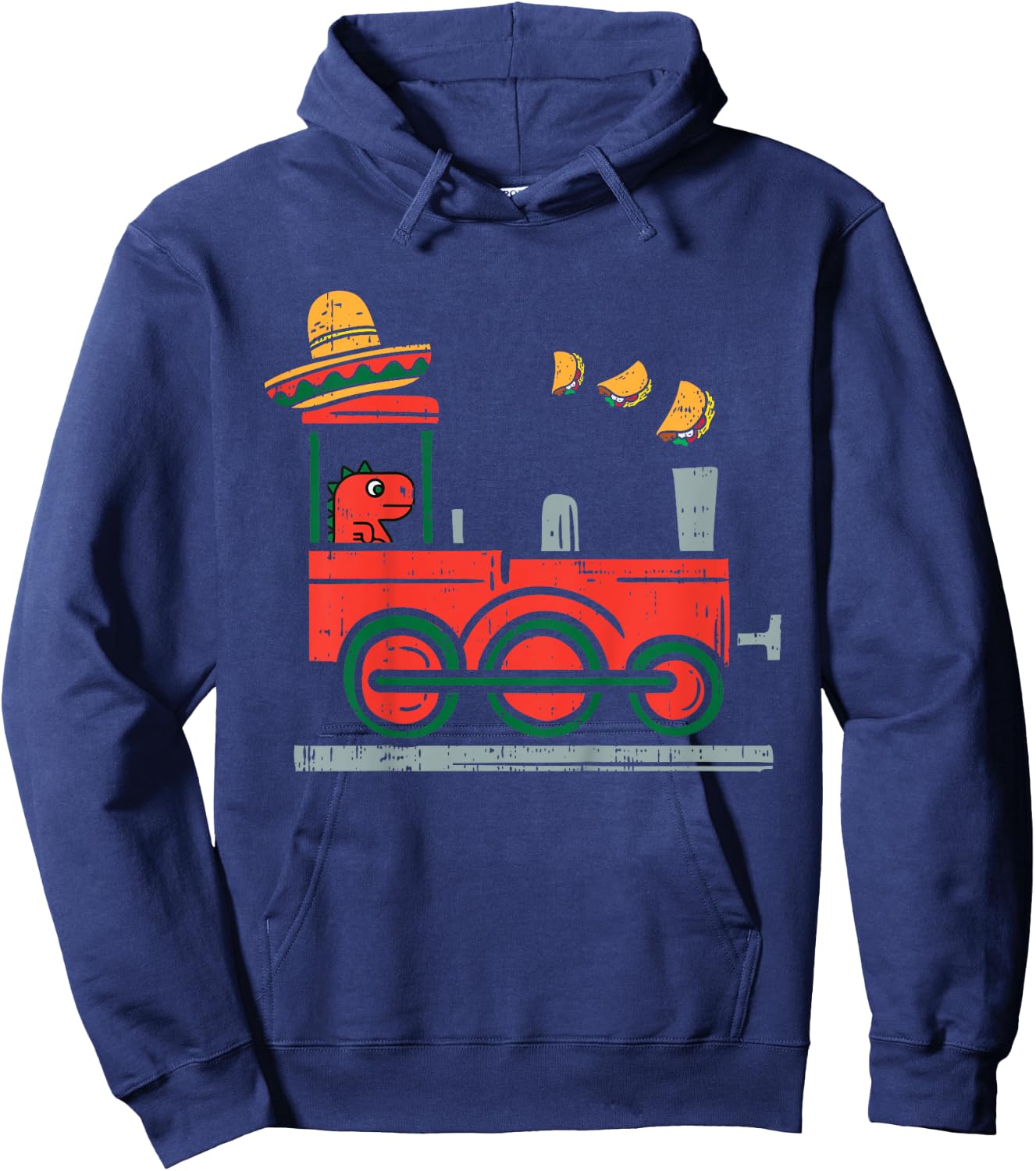 Kids Mexican Dino Train Tacos Toddler Boys Cinco De Mayo Kids Hoodie - Hoodie | Navy