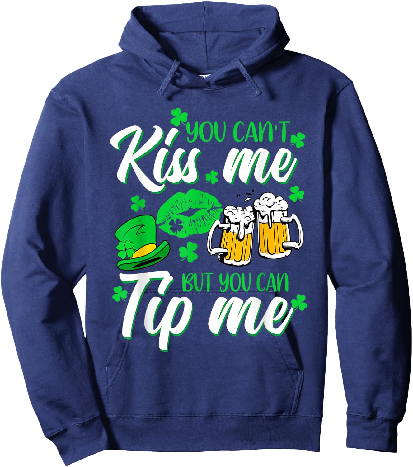 St Patrick's Day Lucky Shamrock Waitress Bartender Waiter Hoodie - Hoodie | Navy