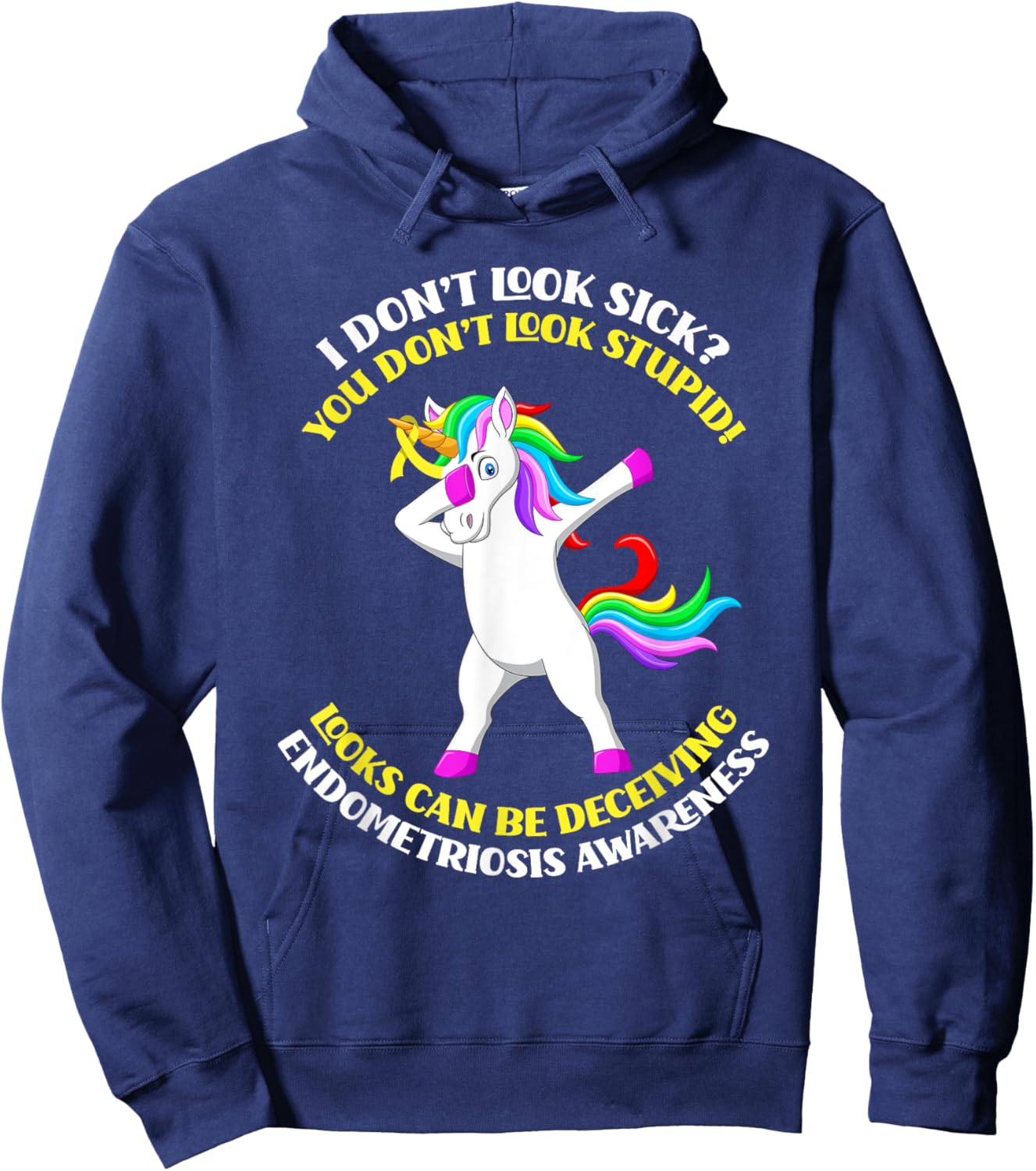 Endometriosis Awareness Unicorn Endometriosis Warrior Hoodie - Hoodie | Navy