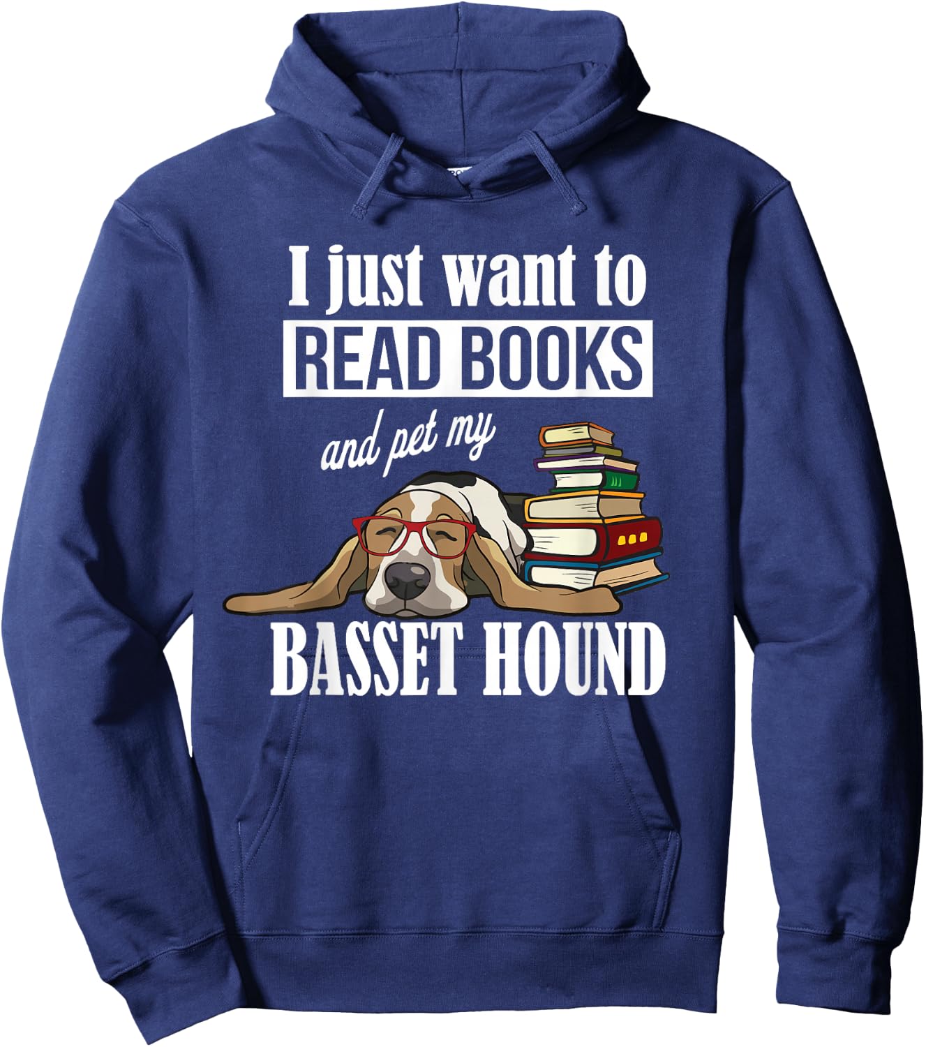 Cute Kids Read Books & Pet My Basset Hound Dog Lover Hoodie - Hoodie | Navy