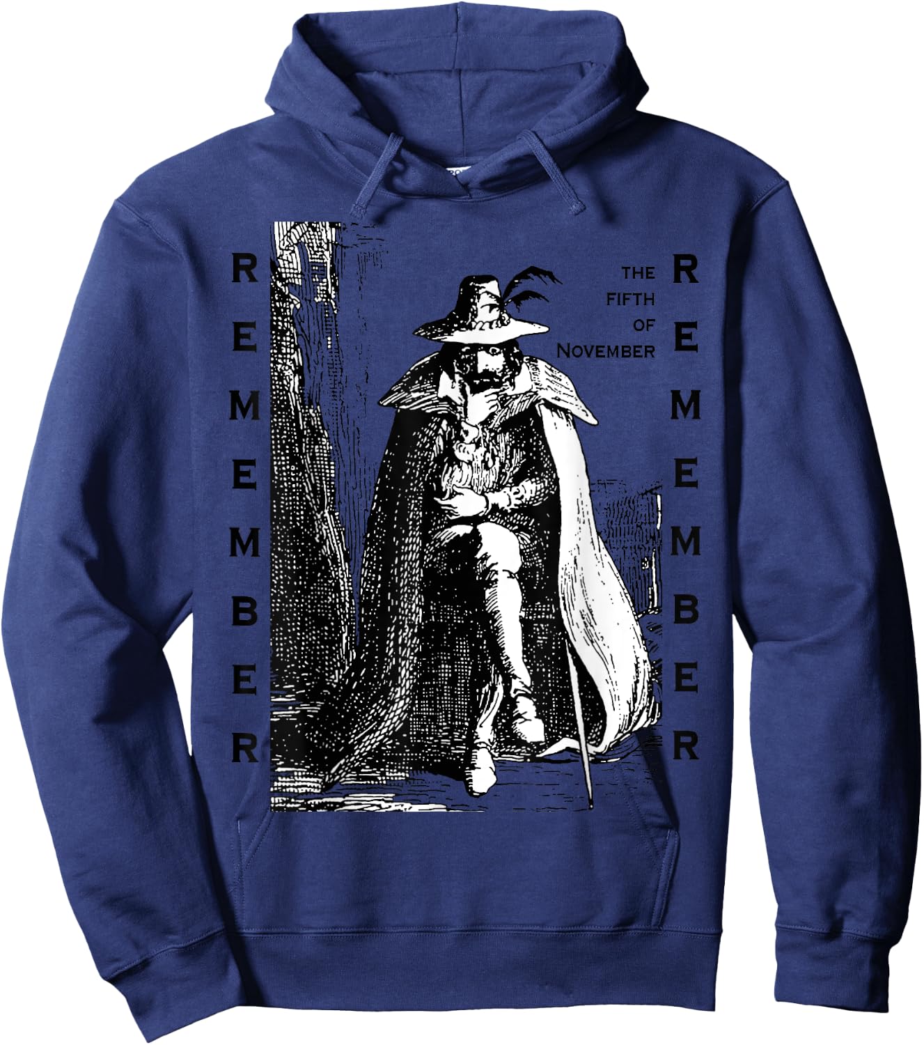 Remember Remember Guy Fawkes Day Vintage Illustration Hoodie - Hoodie | Navy