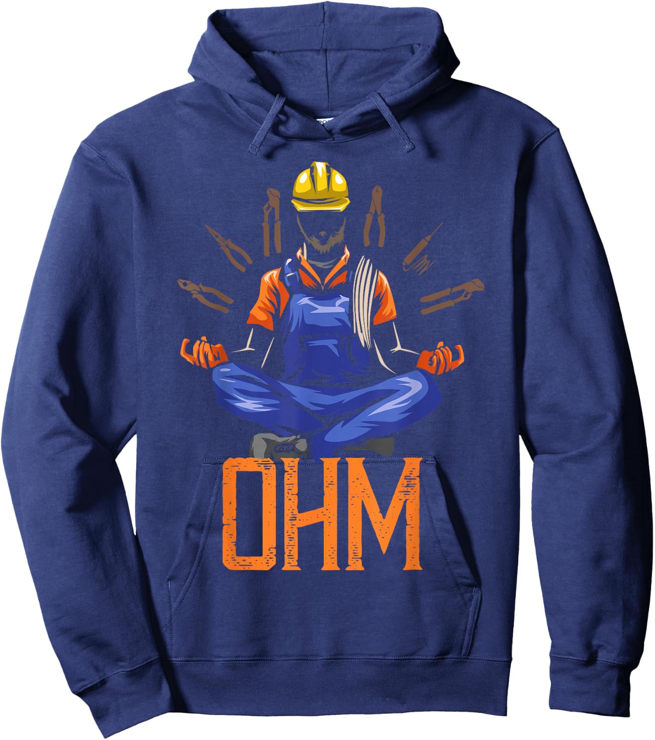 Ohm Meditating Funny Electrician Quote Hoodie - Hoodie | Navy