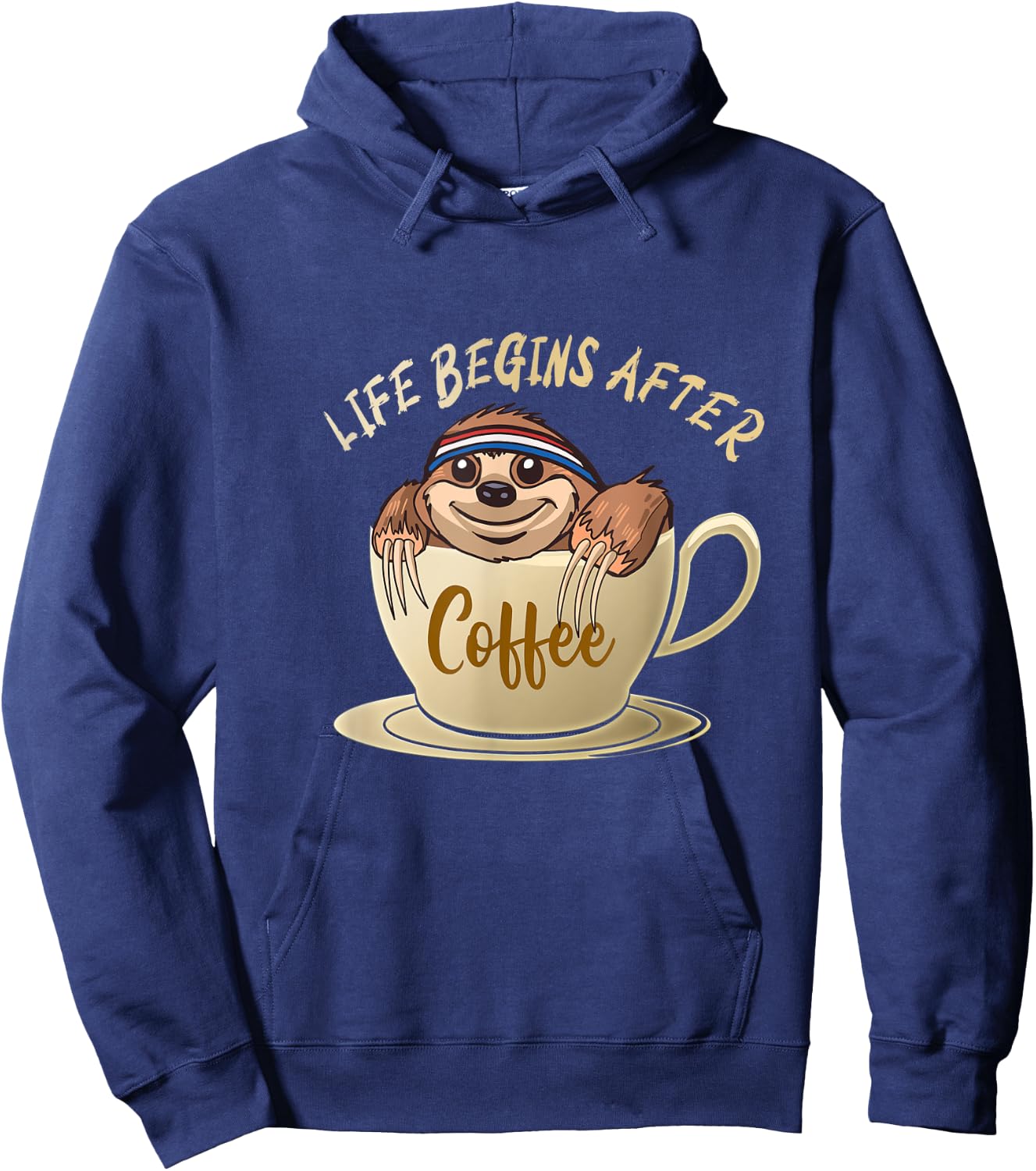 Sloth Life Begins After Coffee Hoodie - Hoodie | Navy