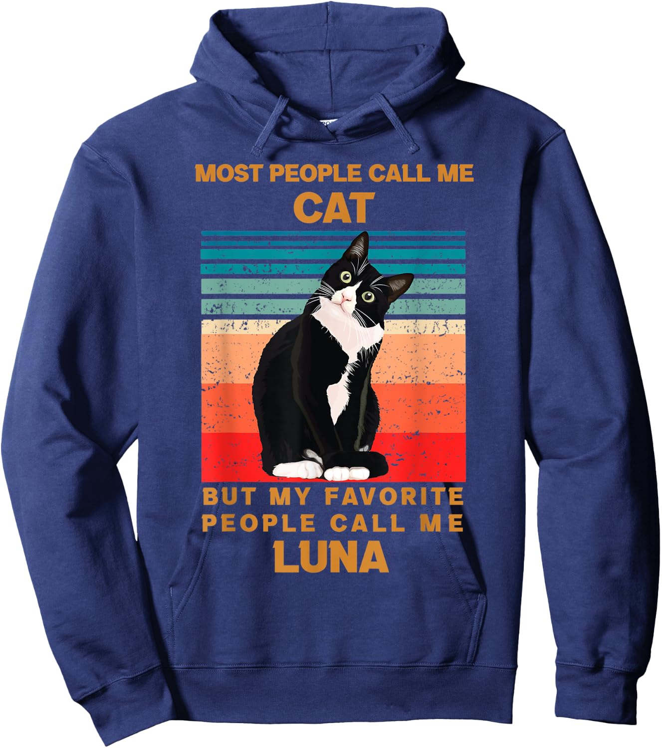 cat name Luna cute black cat my favorite people call Me Hoodie - Hoodie | Navy