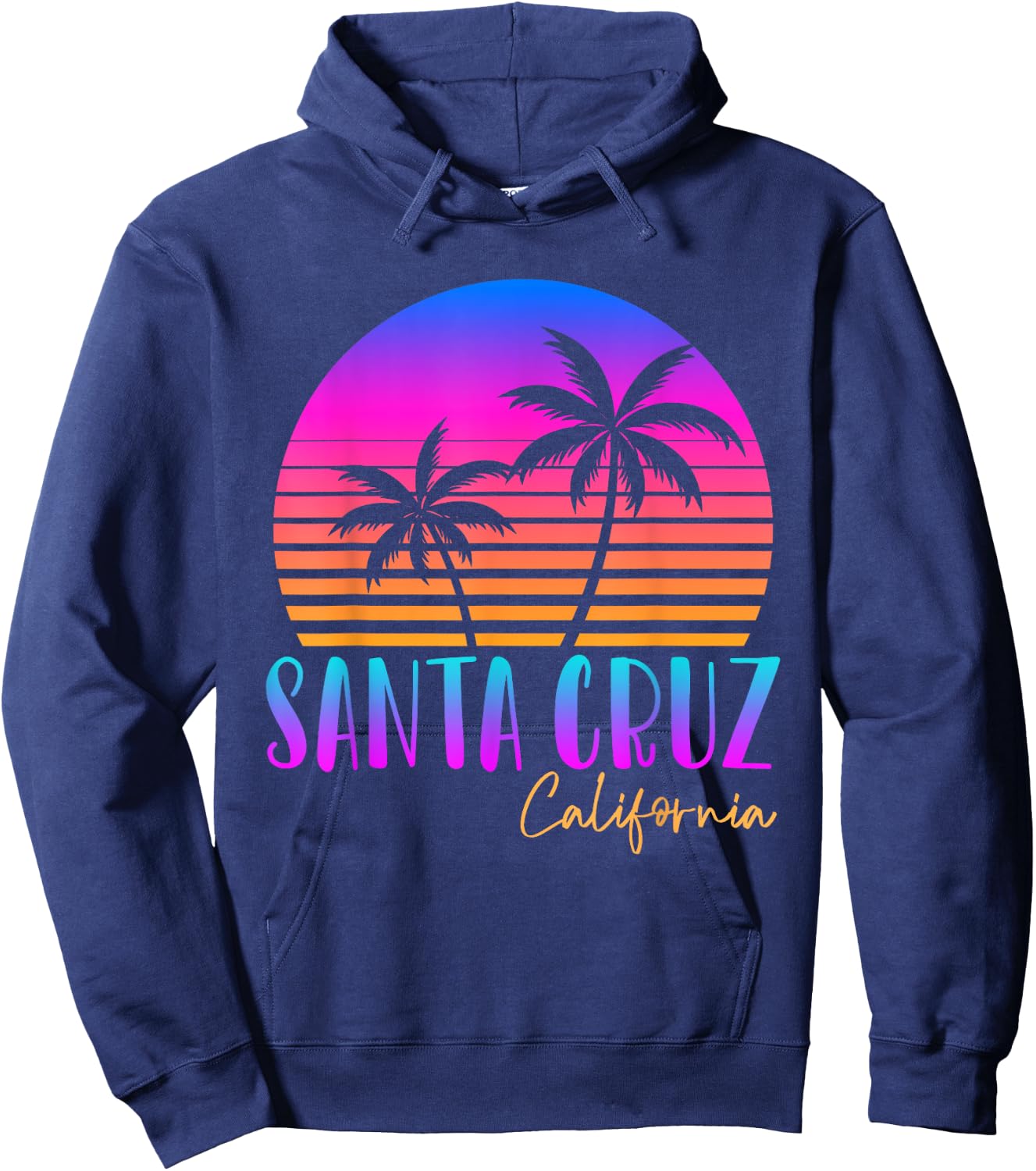 Santa Cruz California Summer Sun Palms Beach Hoodie - Hoodie | Navy