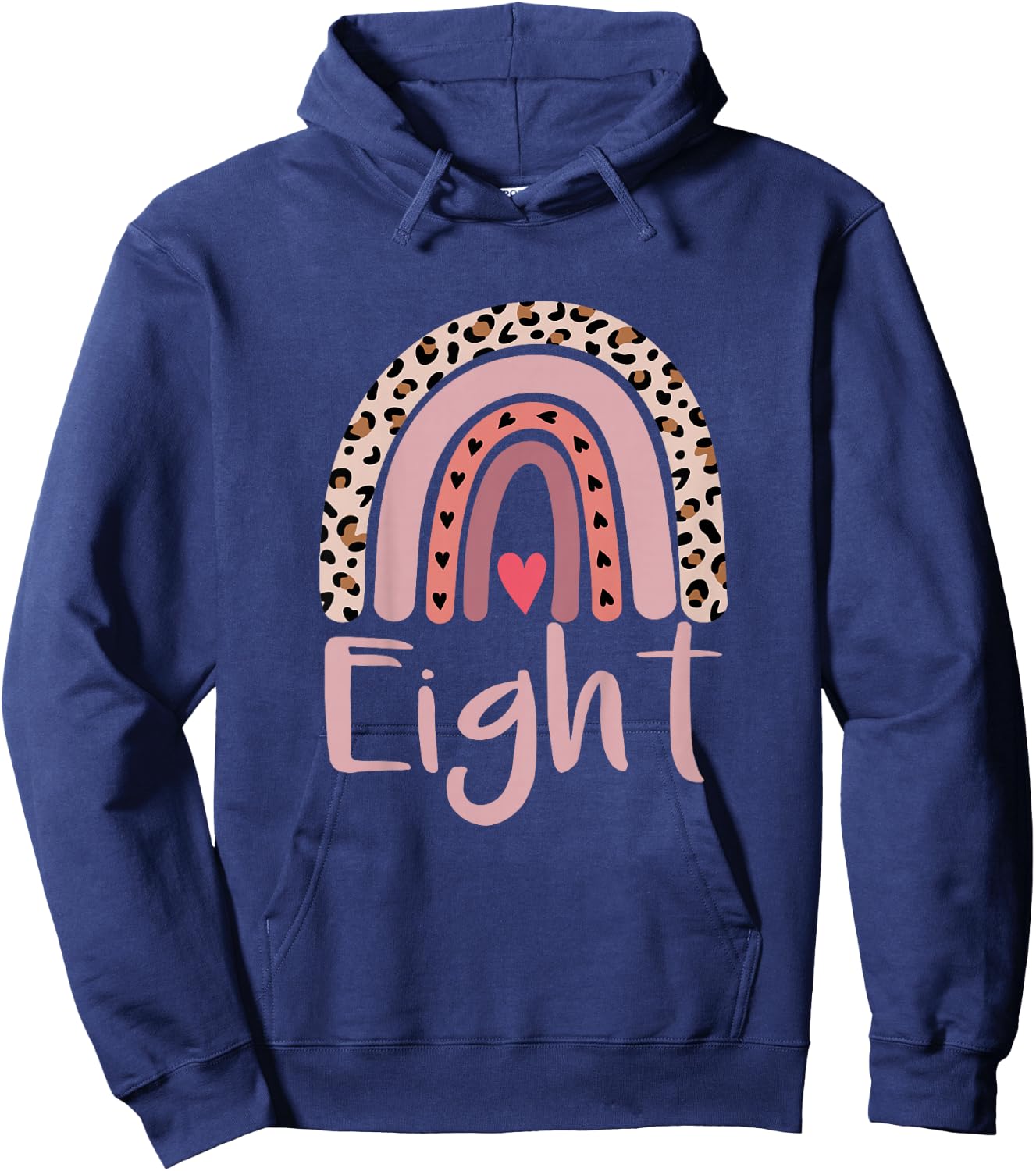 8 Year Old Leopard Rainbow Birthday Party Cute Girl 8th Gift Hoodie - Hoodie | Navy