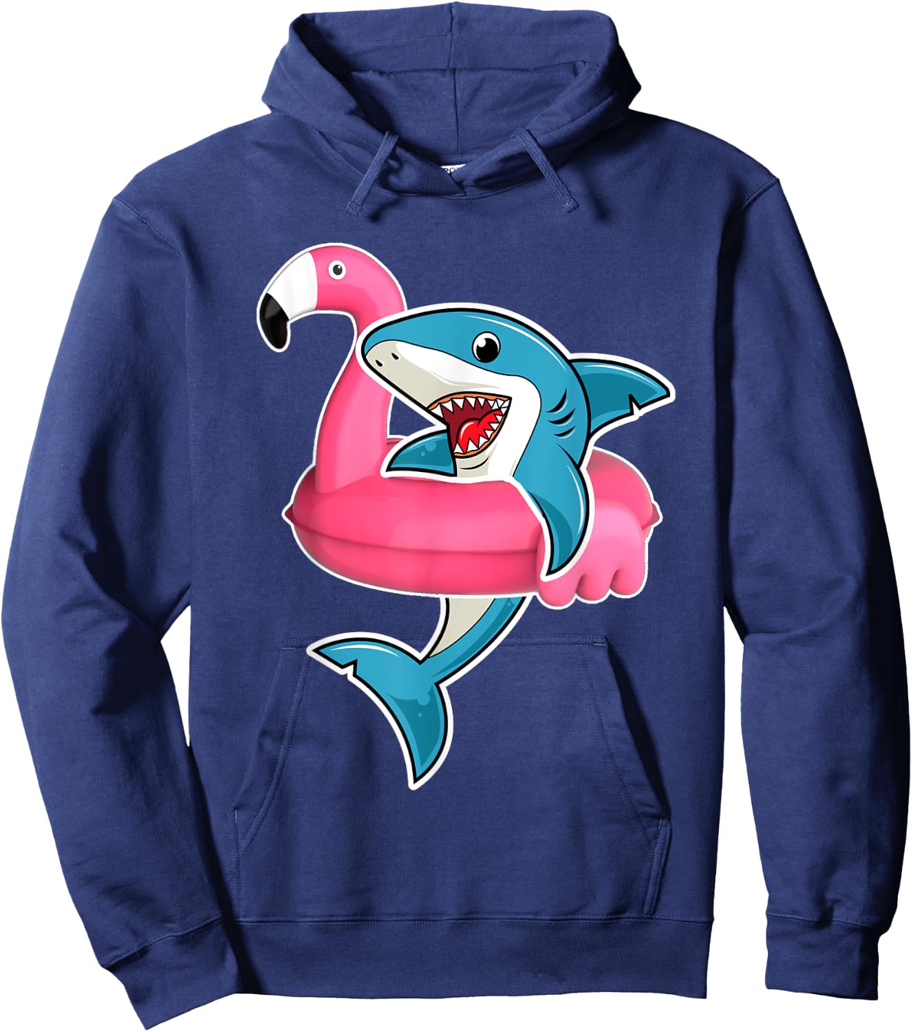 Funny Flamingo Float Summer Shark Floating Hoodie - Hoodie | Navy