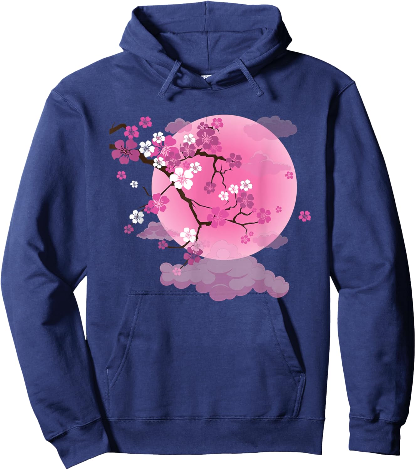 Japanese Sakura Cherry Blossom Tree Art Print Hoodie - Hoodie | Navy