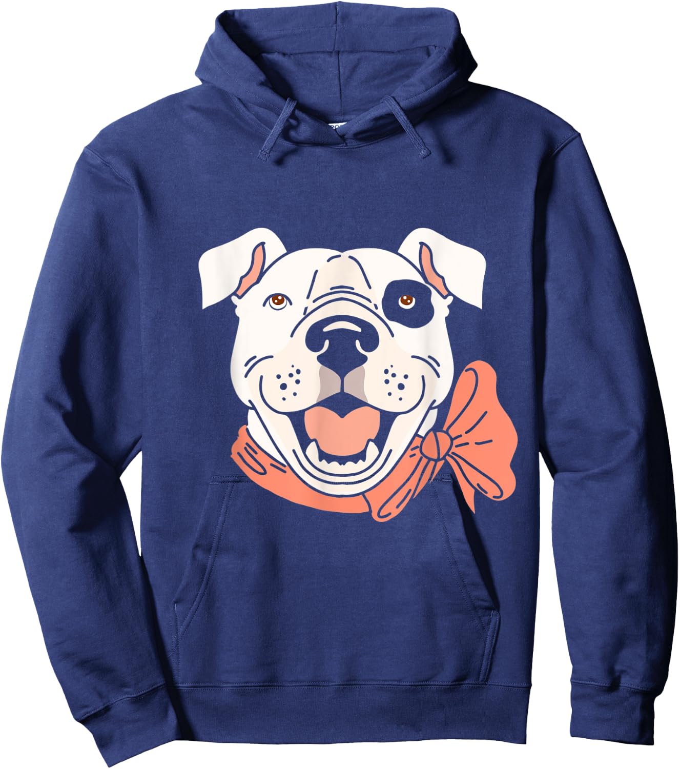 White with a Black Stain on a Eye and Brown Eyes, Pitbull Hoodie - Hoodie | Navy