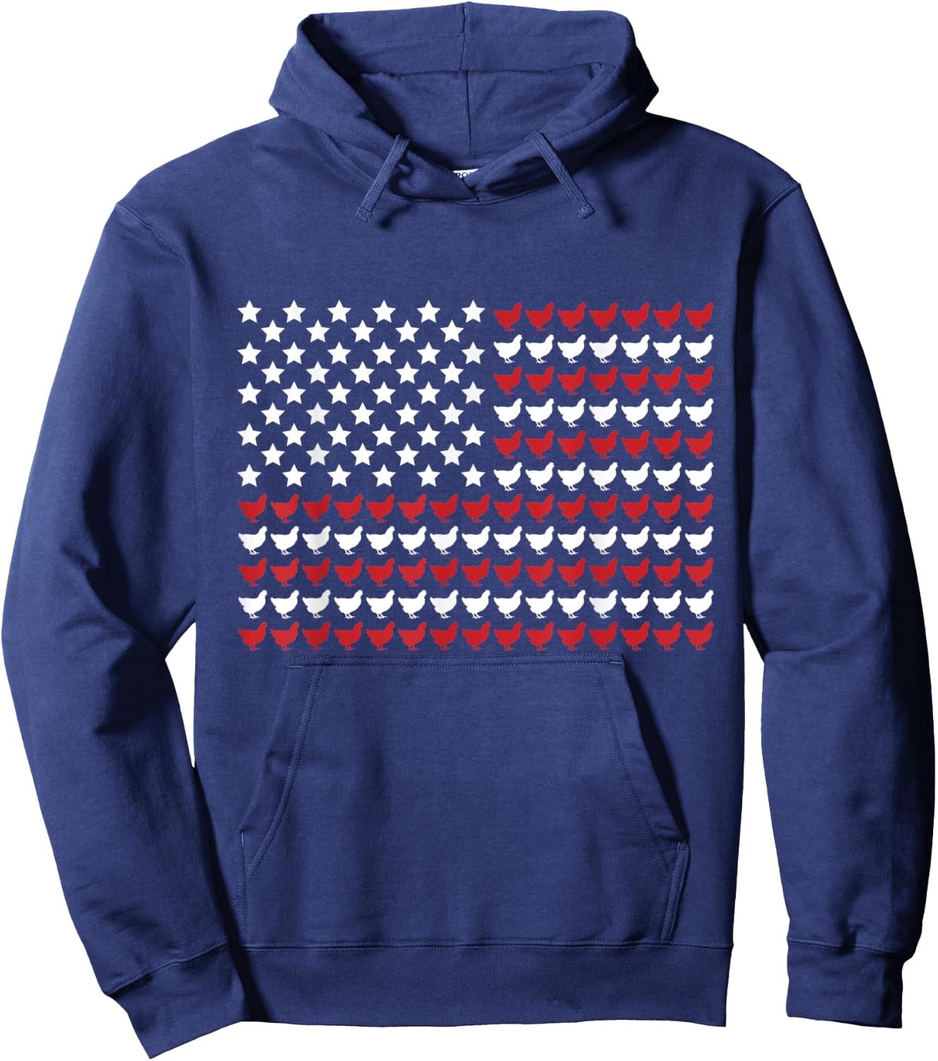 Chicken 4th of July Paw Print American Flag Women Kids Men Hoodie - Hoodie | Navy