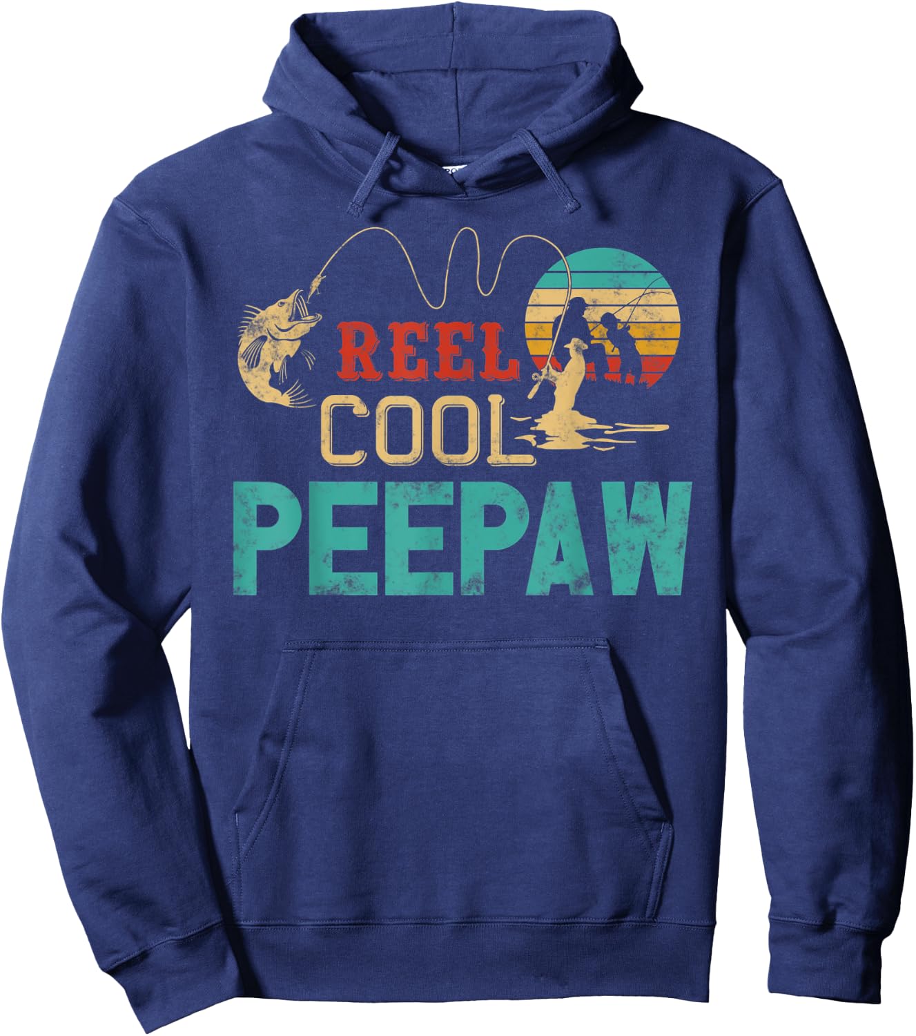 Reel Cool Peepaw vintage funny fishing rod gifts for Peepaw Hoodie - Hoodie | Navy