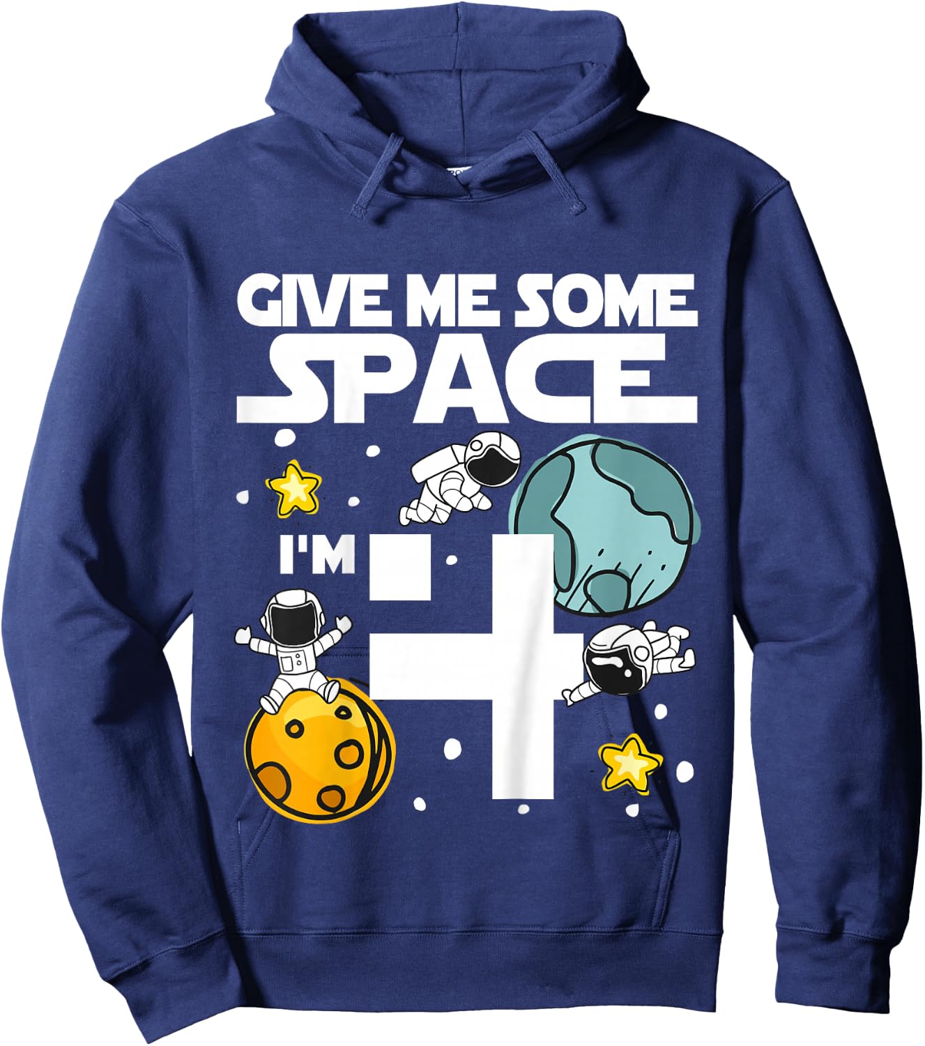 4 Year Old Outer Space Birthday Planets Astronaut 4th Gift Hoodie - Hoodie | Navy