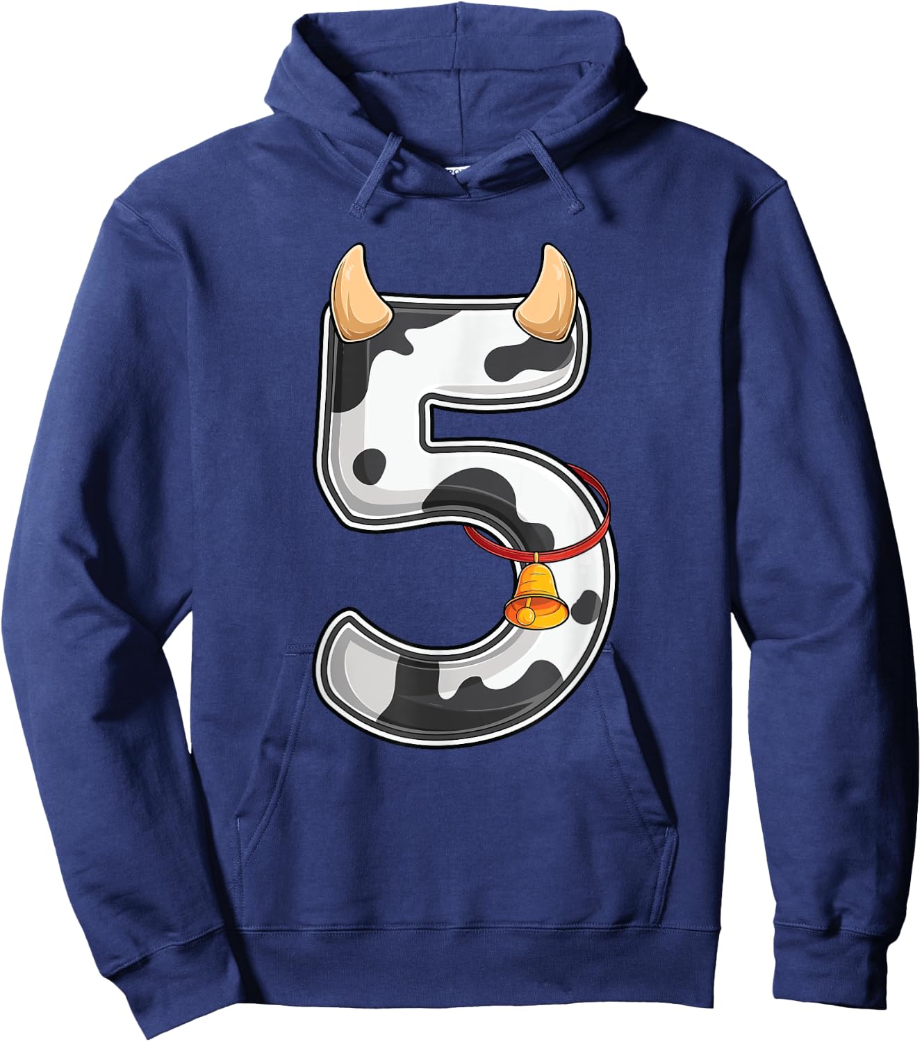 Cow Girl Boy Farmer Fifth 5th Birthday Five 5 Years Old Bday Hoodie - Hoodie | Navy
