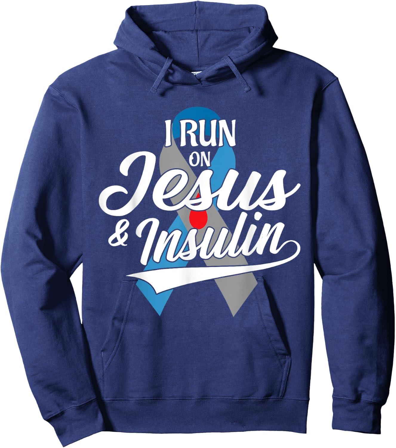 I Run On Jesus & Insulin Type One T1D Diabetes Awareness Day Hoodie - Hoodie | Navy