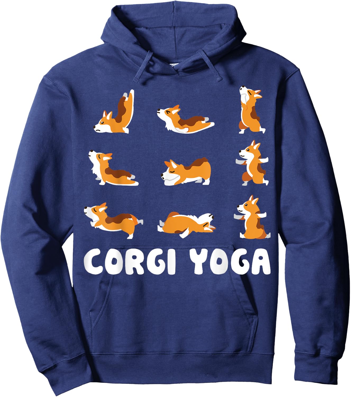 Corgi Yoga Cute Meditation Workout Exercise Dog Mom Gift Hoodie - Hoodie | Navy