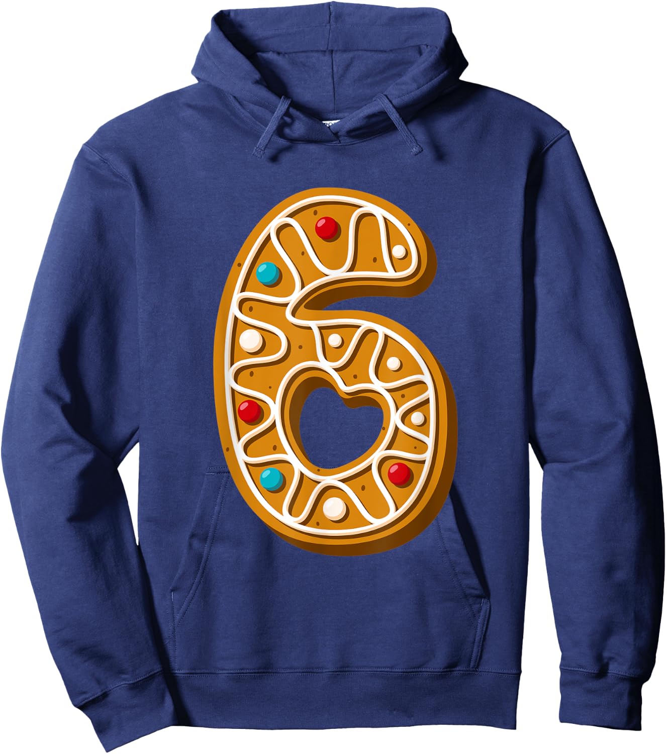 Six 6th Birthday 6 Years Old Christmas Cookie Girls and Boy Hoodie - Hoodie | Navy