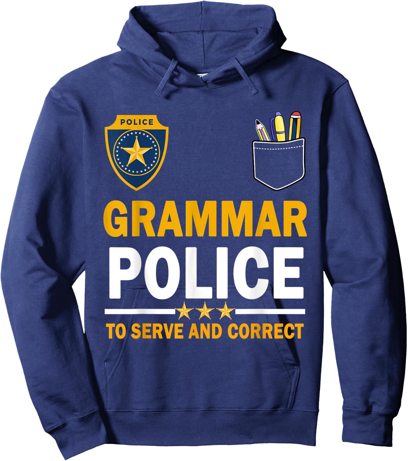 Funny English Teacher Grammar Police Woman Man Hoodie - Hoodie | Navy