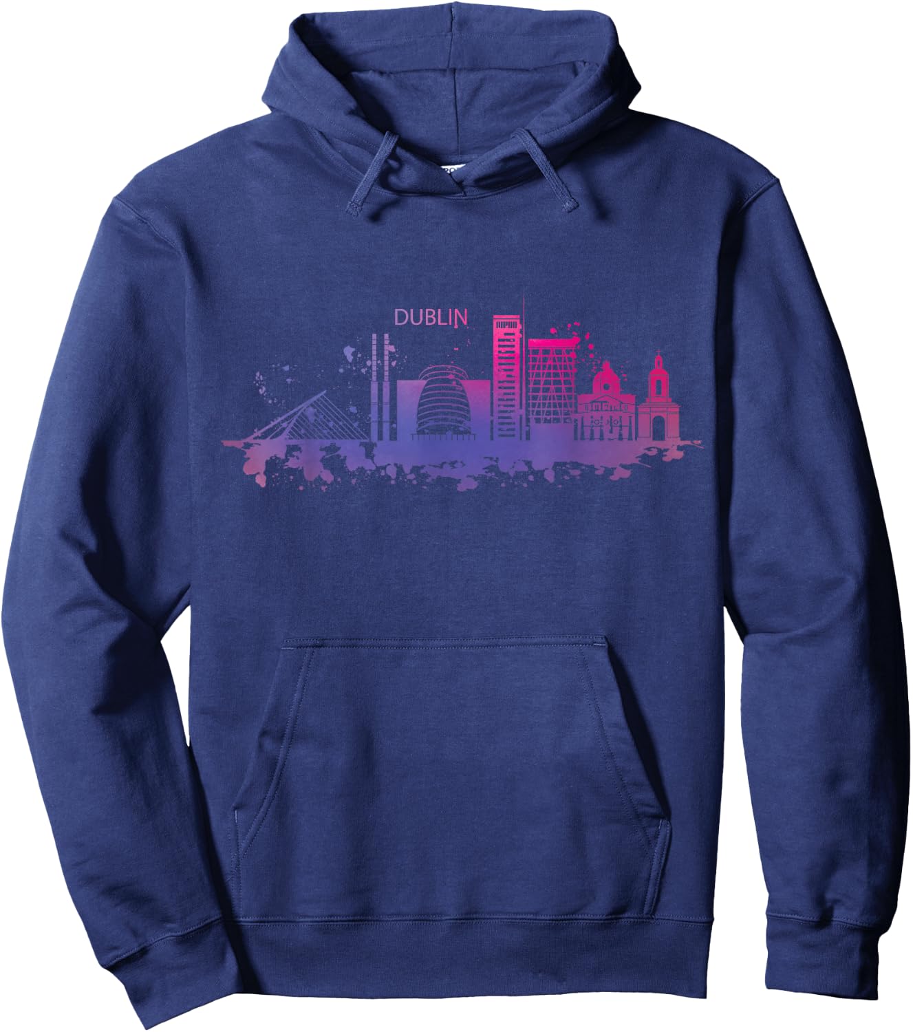 Dublin Skyline Watercolour Ireland Souvenir Gift Hoodie - Hoodie | Navy