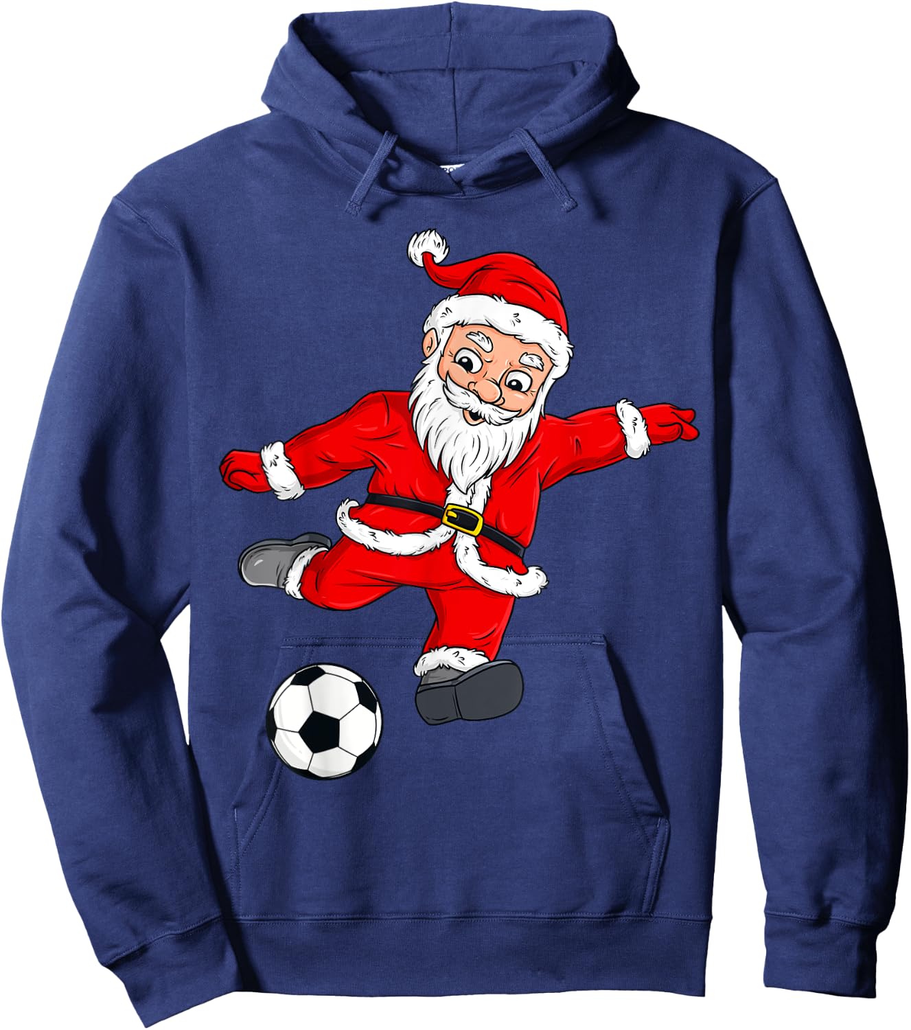 Christmas Santa Claus Soccer Ball Funny Boys Girls Kids Xmas Hoodie - Hoodie | Navy