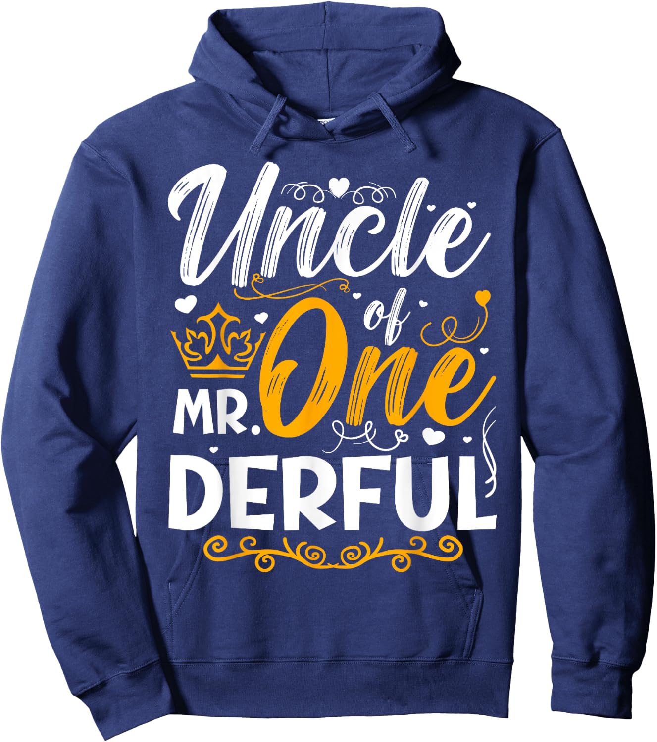 Uncle of Mr One Derful Party Matching Family 1st Birthday Hoodie - Hoodie | Navy