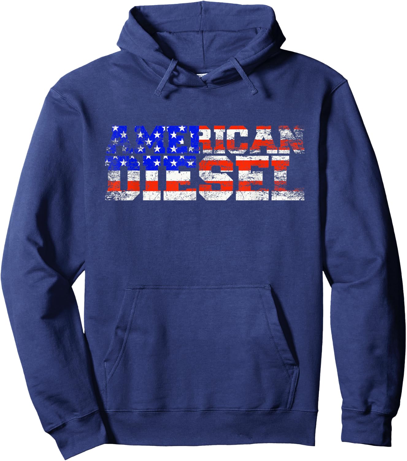 American Diesel Big Rig Trucker American Flag Diesel Hoodie - Hoodie | Navy