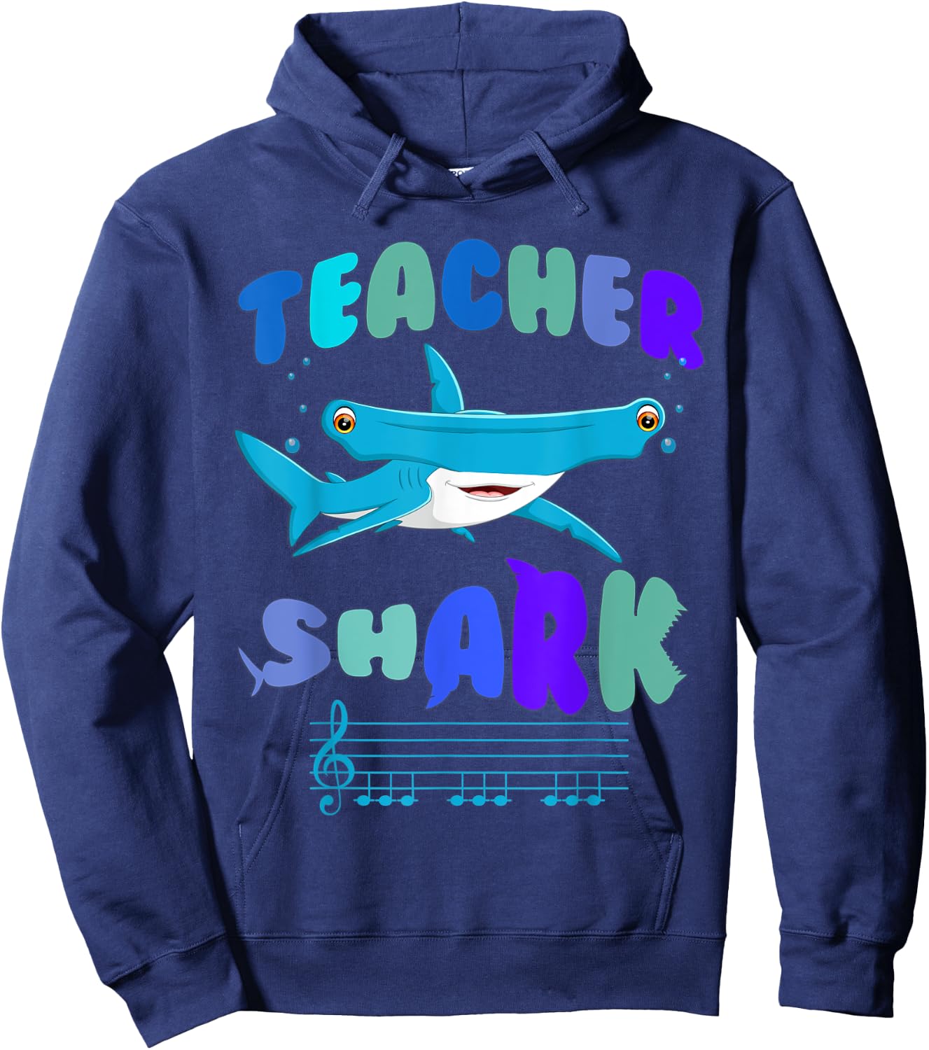 Teacher shark do your work hammerhead shark music Note men's Hoodie - Hoodie | Navy