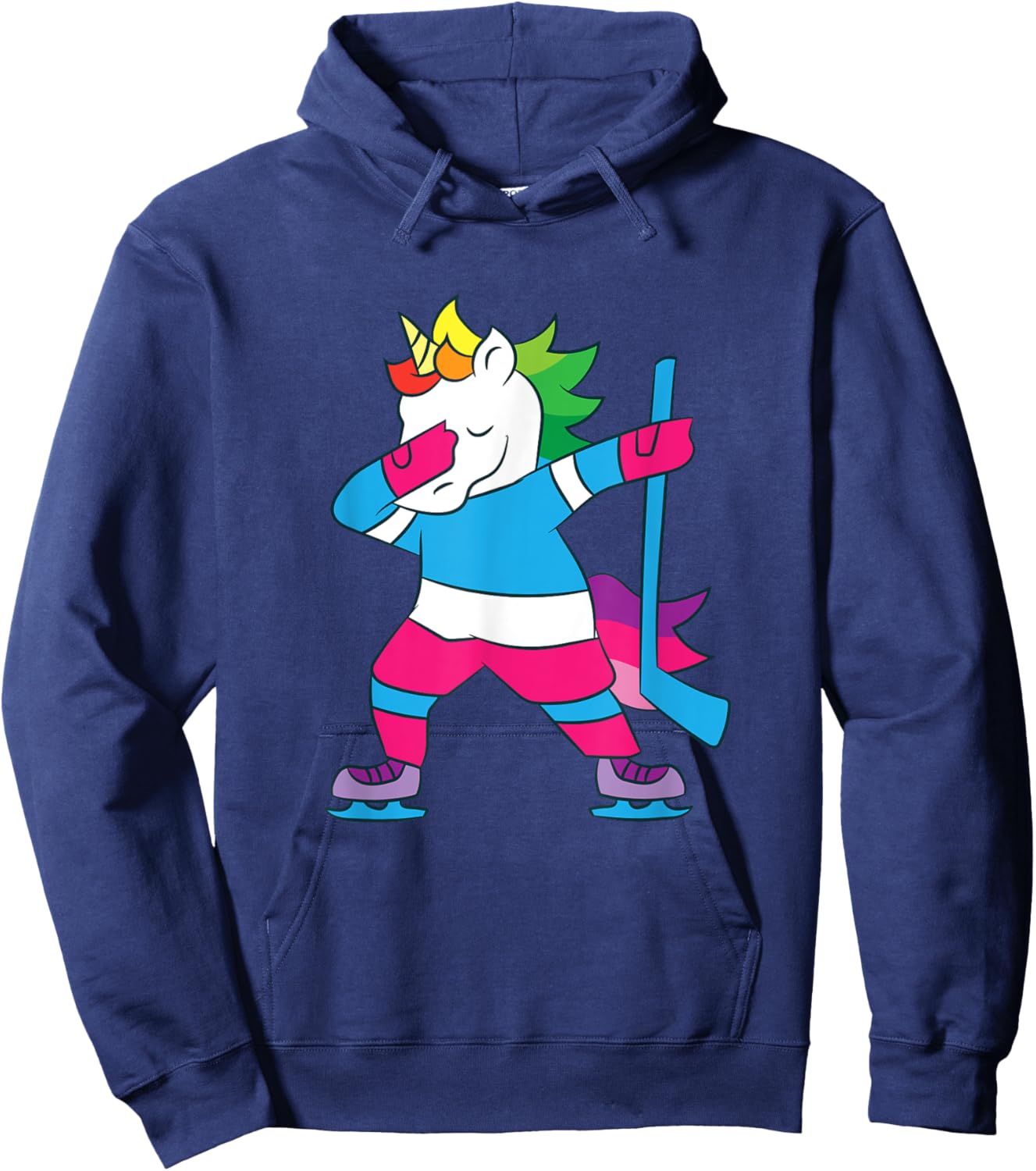 Dabbing Hockey Unicorn Ice Hockey Girls Unicorn Hoodie - Hoodie | Navy
