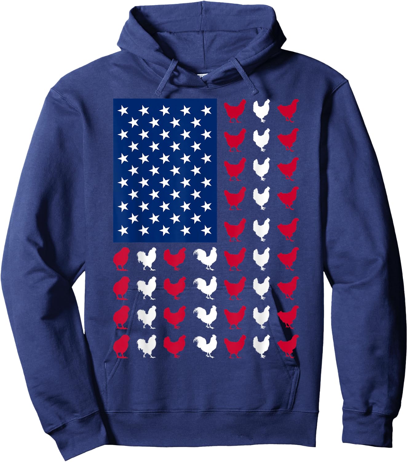 4th of July Chicken Lovers Funny USA American Flag Patriotic Hoodie - Hoodie | Navy