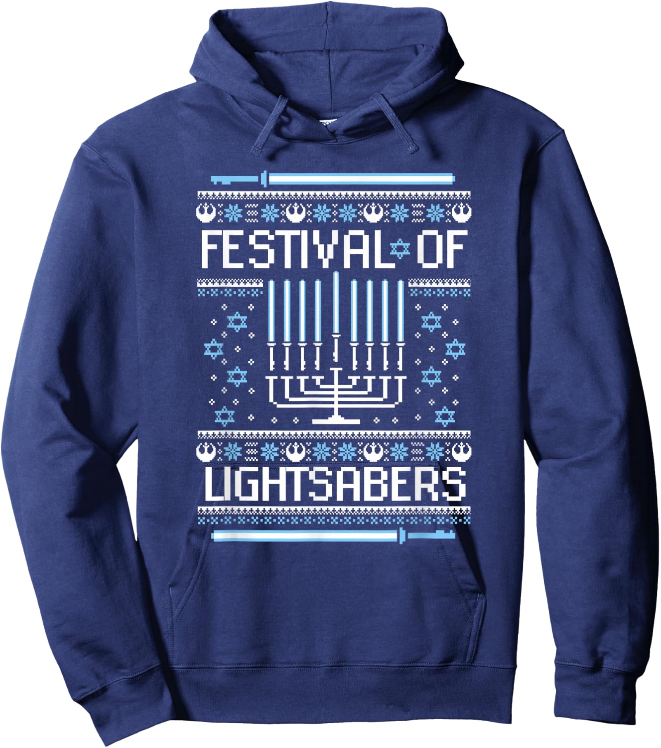Star Wars Hannukah Festival Of Lightsabers Hoodie - Hoodie | Navy