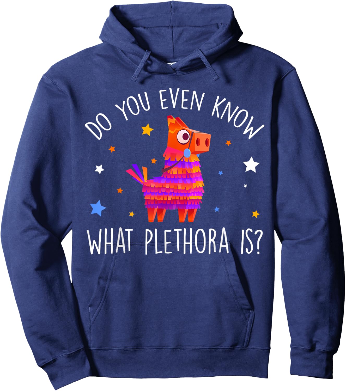 Do You Even Know What Plethora Is Decorated Piñata Hoodie - Hoodie | Navy