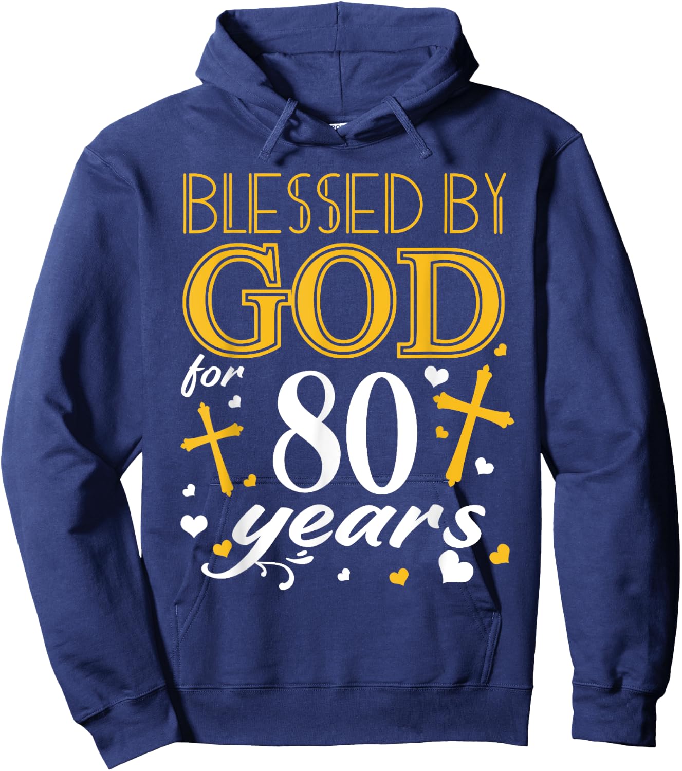 Vintage Blessed By God For 80 Years Happy 80th Birthday Hoodie - Hoodie | Navy