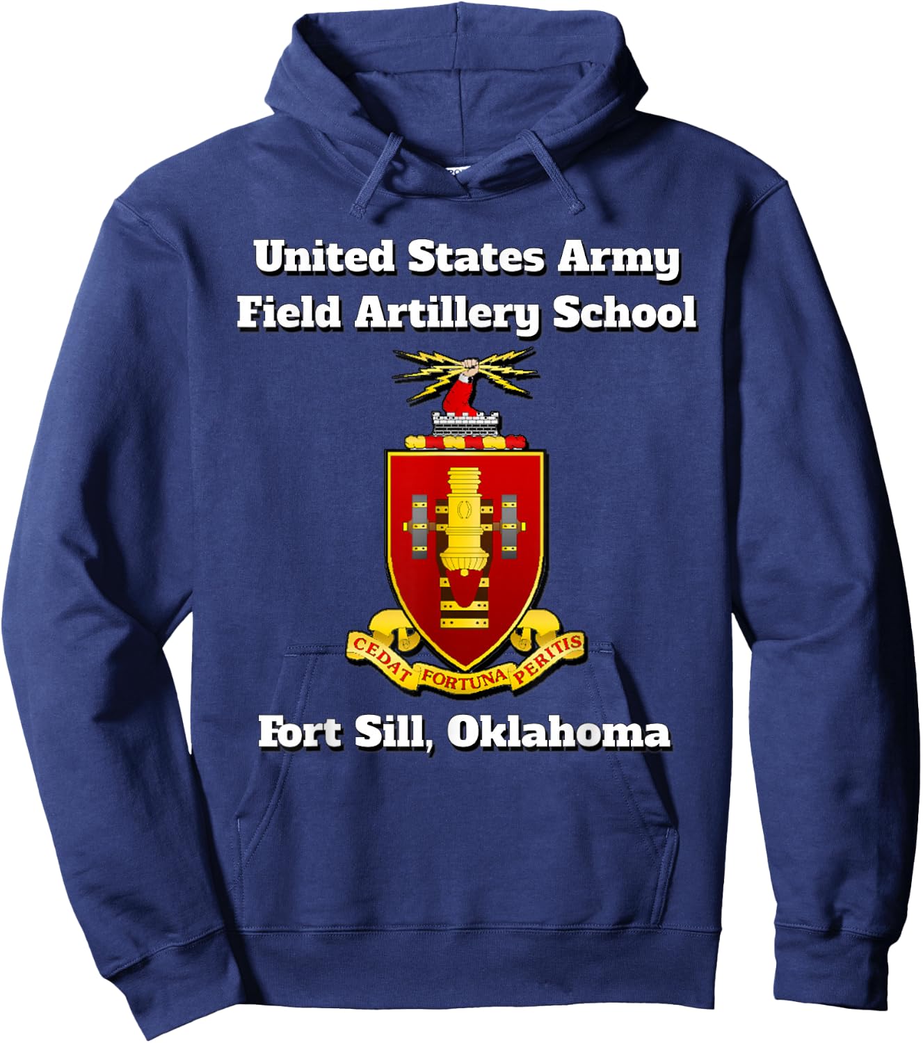 Army Field Artillery School, COA, Fort Sill, Oklahoma print Hoodie - Hoodie | Navy